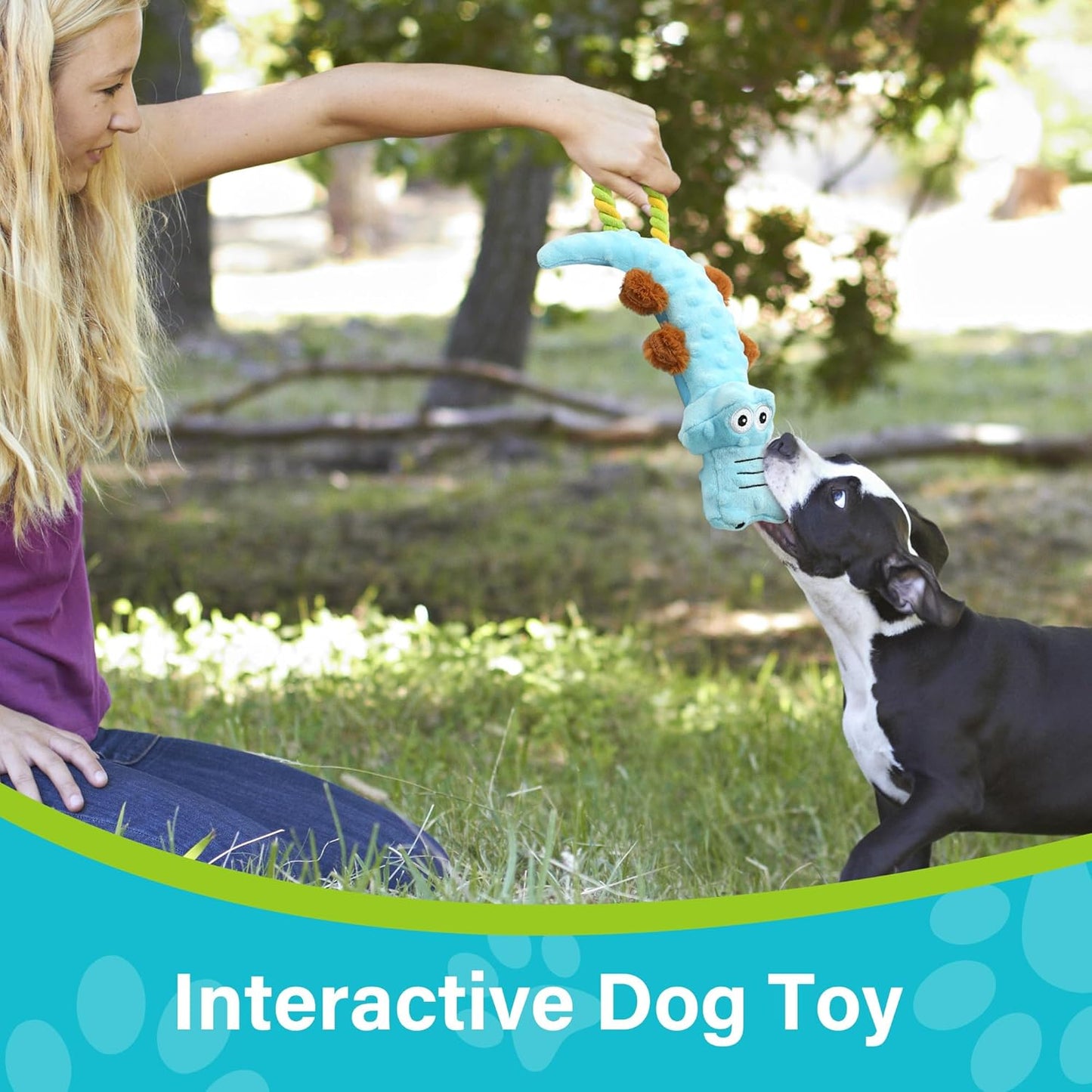 Prime Pets Dog Squeaky Toy, 2 Pack, Tug of War Dog Toys for Small Medium Large Dogs, Interactive Plush Puppy Chew Toy