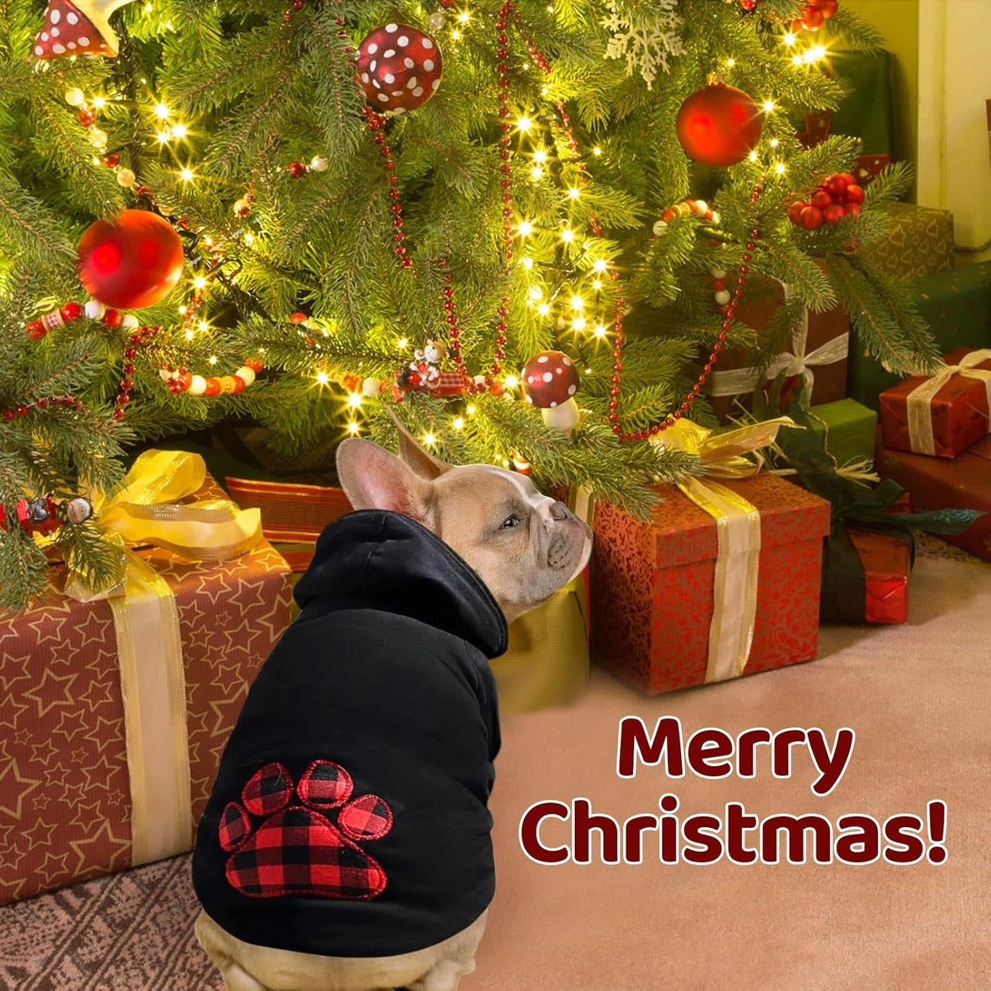 SAWMONG Dog Hoodie,Flannel Pet Hooded Sweater with Hat Puppy Pullover Sweater Shirt,Dog (Black,L)