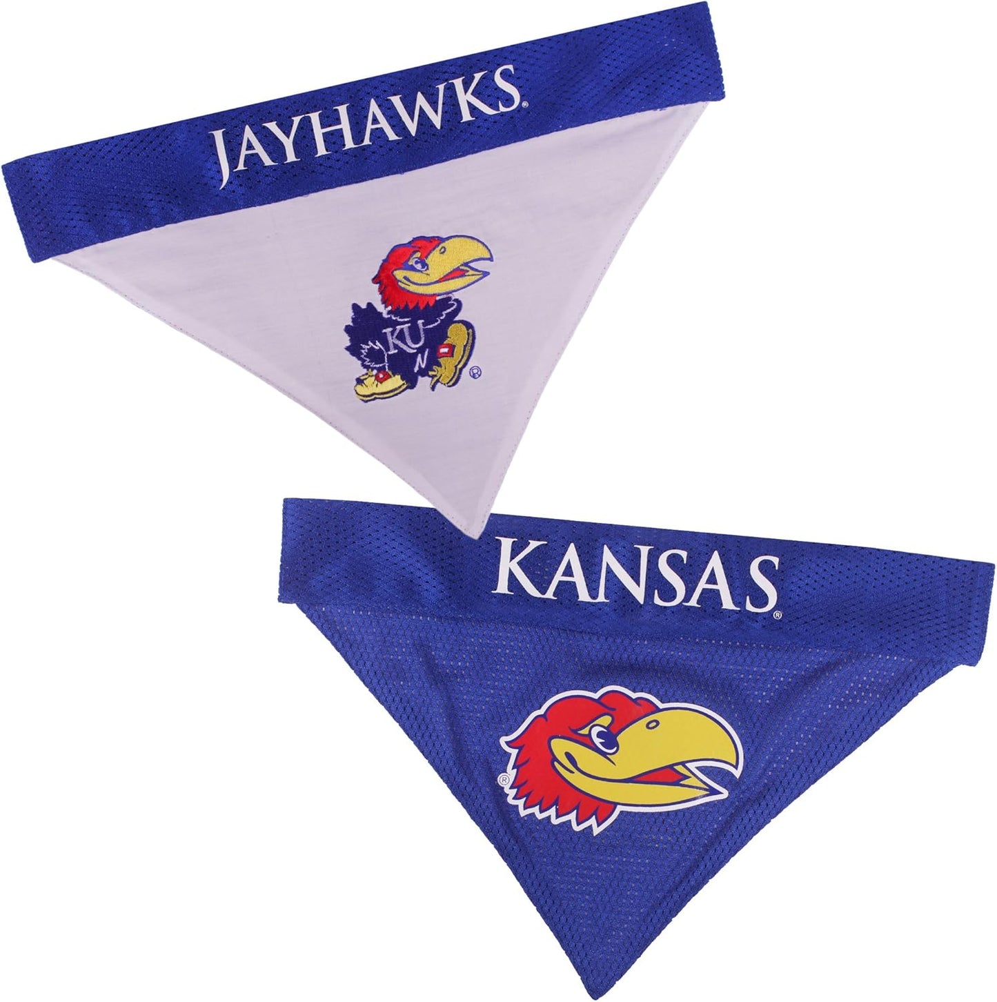 Pets First Collegiate Pet Accessories, Reversible Bandana, Kansas Jayhawks, Small/Medium