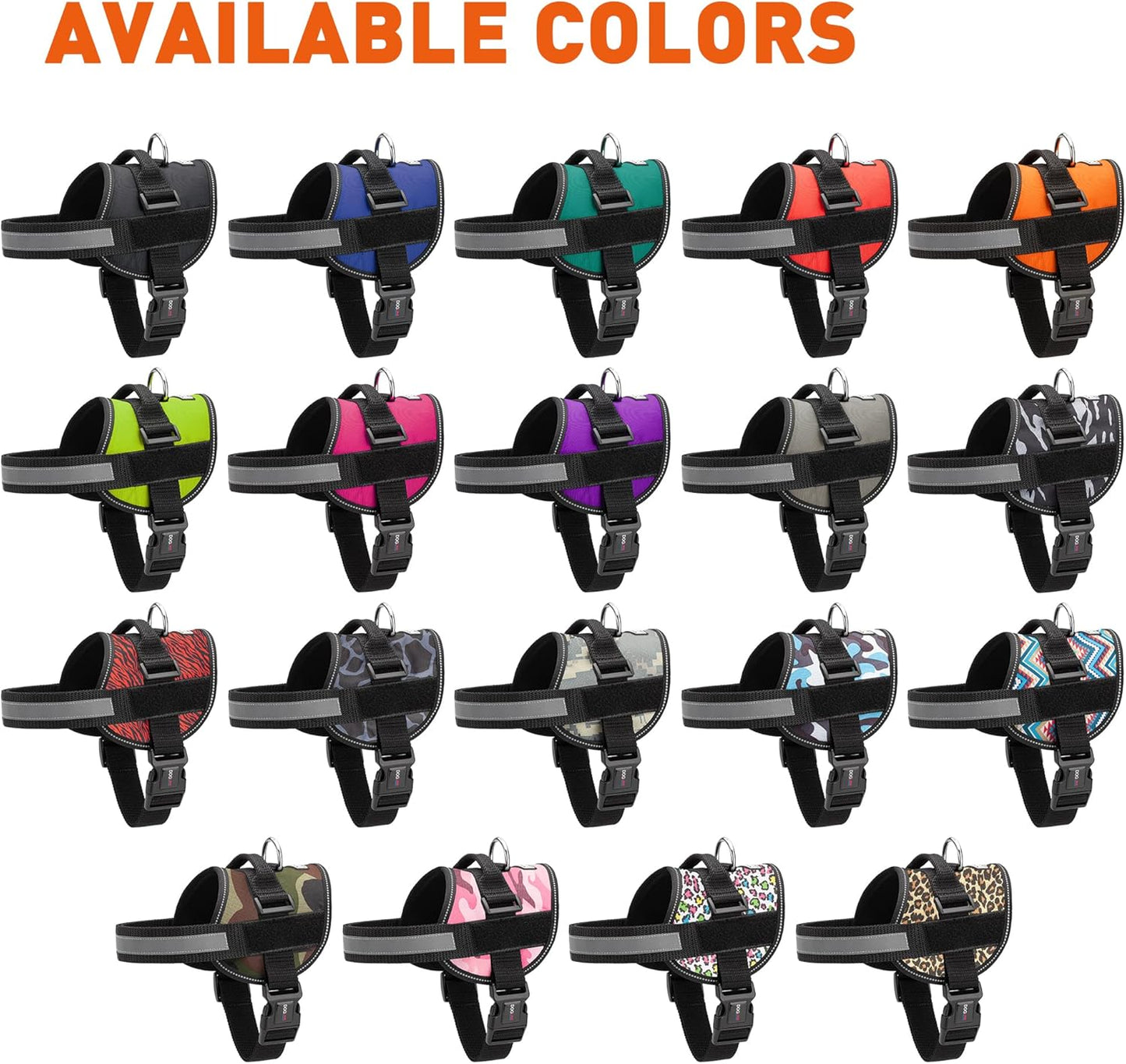 Dogline Dog Harness, Reflective No-Pull Adjustable Vest with Handle, Breathable No-Choke Harness for Small, Medium or Large Dogs Room for Patches Girth 27 to 34 in Green Camo