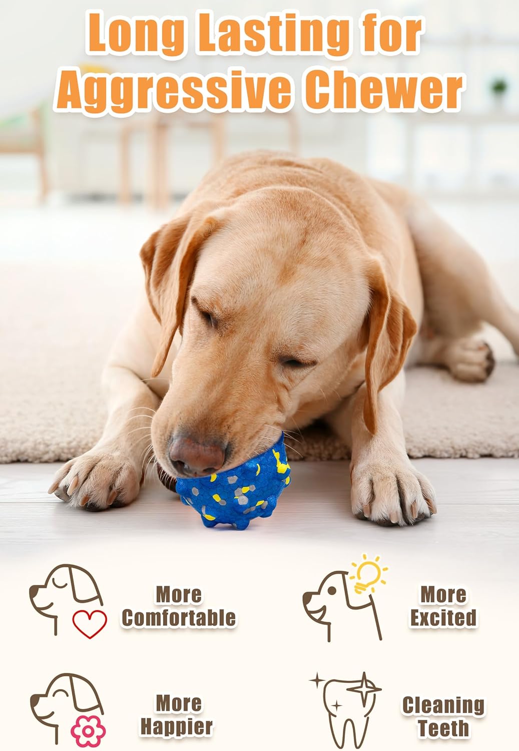 Dog Tennis Balls for Aggressive Chewers, Indestructible Durable Bouncy Interactive Toy for Dogs Fetch Game Lightweight Floating Outdoor Training(Yellow+Blue Mixed Large)