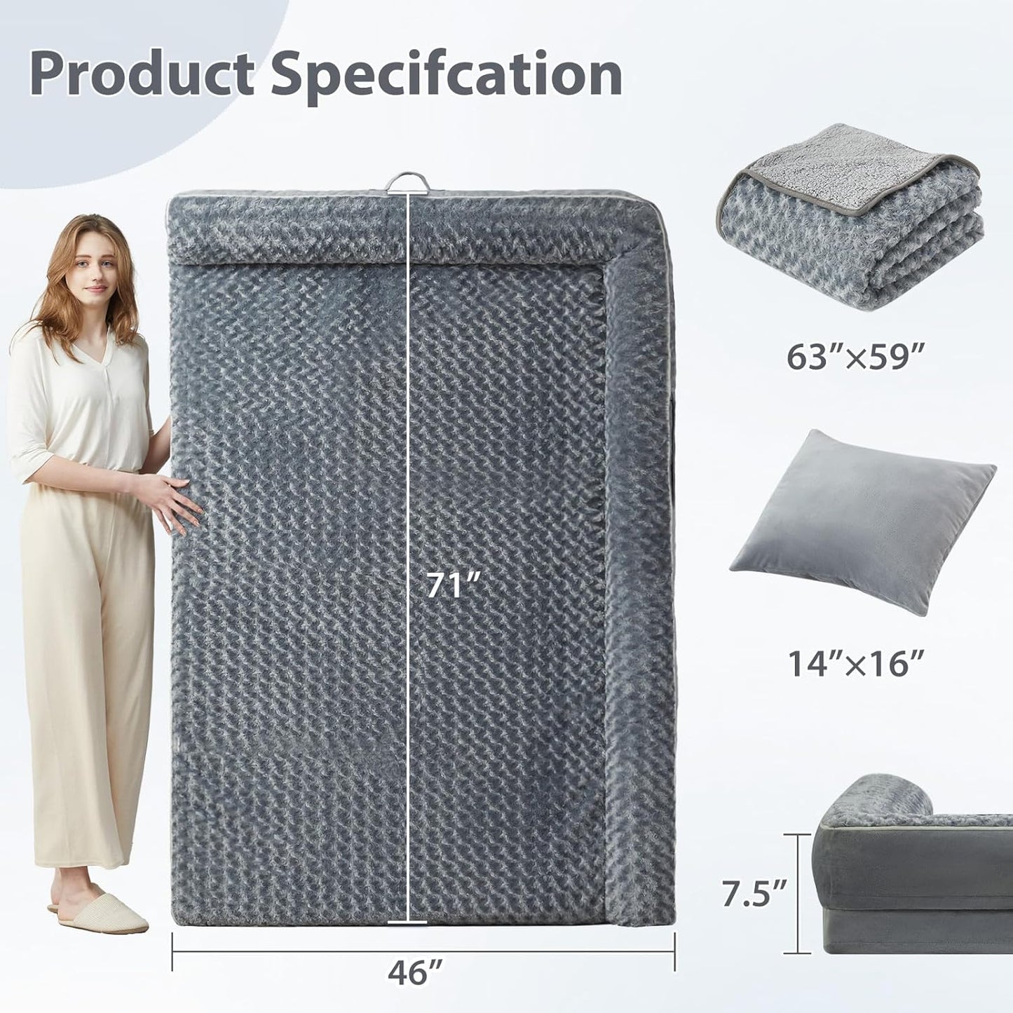 BFPETHOME Orthopedic Dog Beds for Extra Large Dogs, Waterproof Sofa XXL Dog Bed with Sides, Non-Slip Bottom and Egg-Crate Foam Big Pet Couch Bed with Washable Removable Cover,Pet Bed for Large Dogs