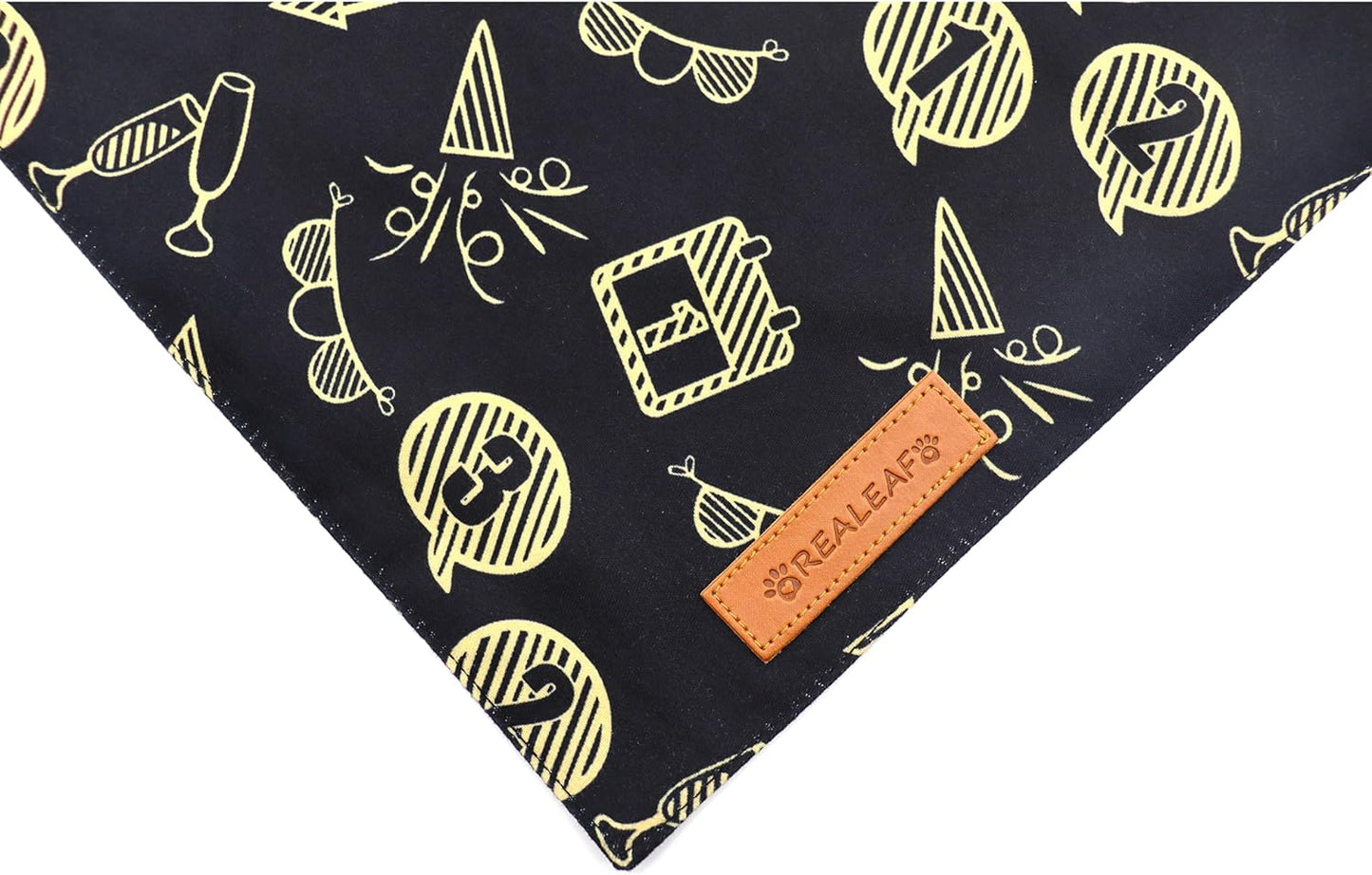 Realeaf Happy New Year Dog Bandanas 2 Pack, Reversible Holiday Pet Scarf for Boy and Girl, Premium Durable Fabric, Bandana for Small Medium Large and XLarge Dogs (Large)