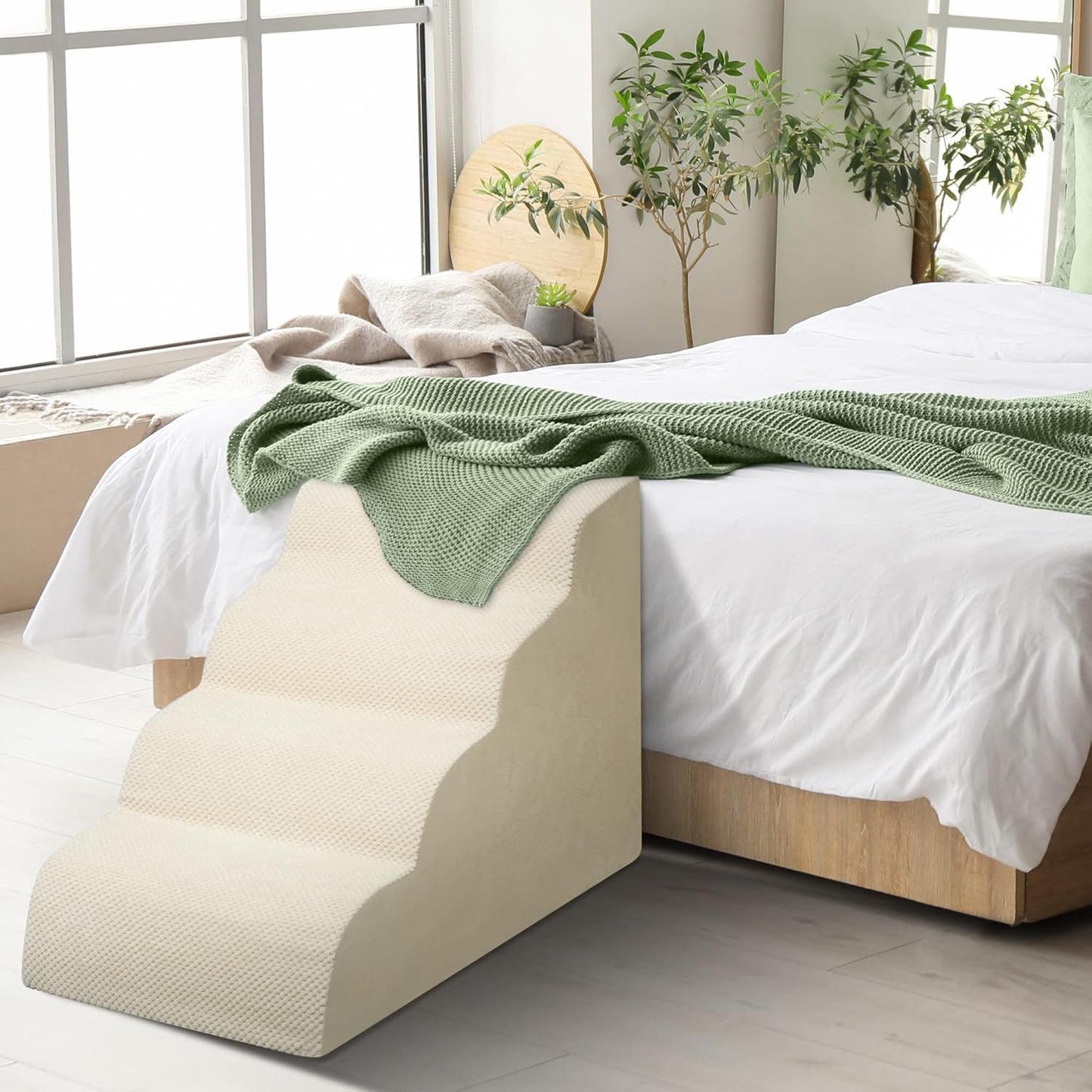 Dog Stairs for Small Dogs - High Density Foam Pet Steps, Extra Wide Dog Ramp with Non-Slip Bottom for High Beds, Couch and Sofa, Best for Dogs Injured, Older Doggy Cats