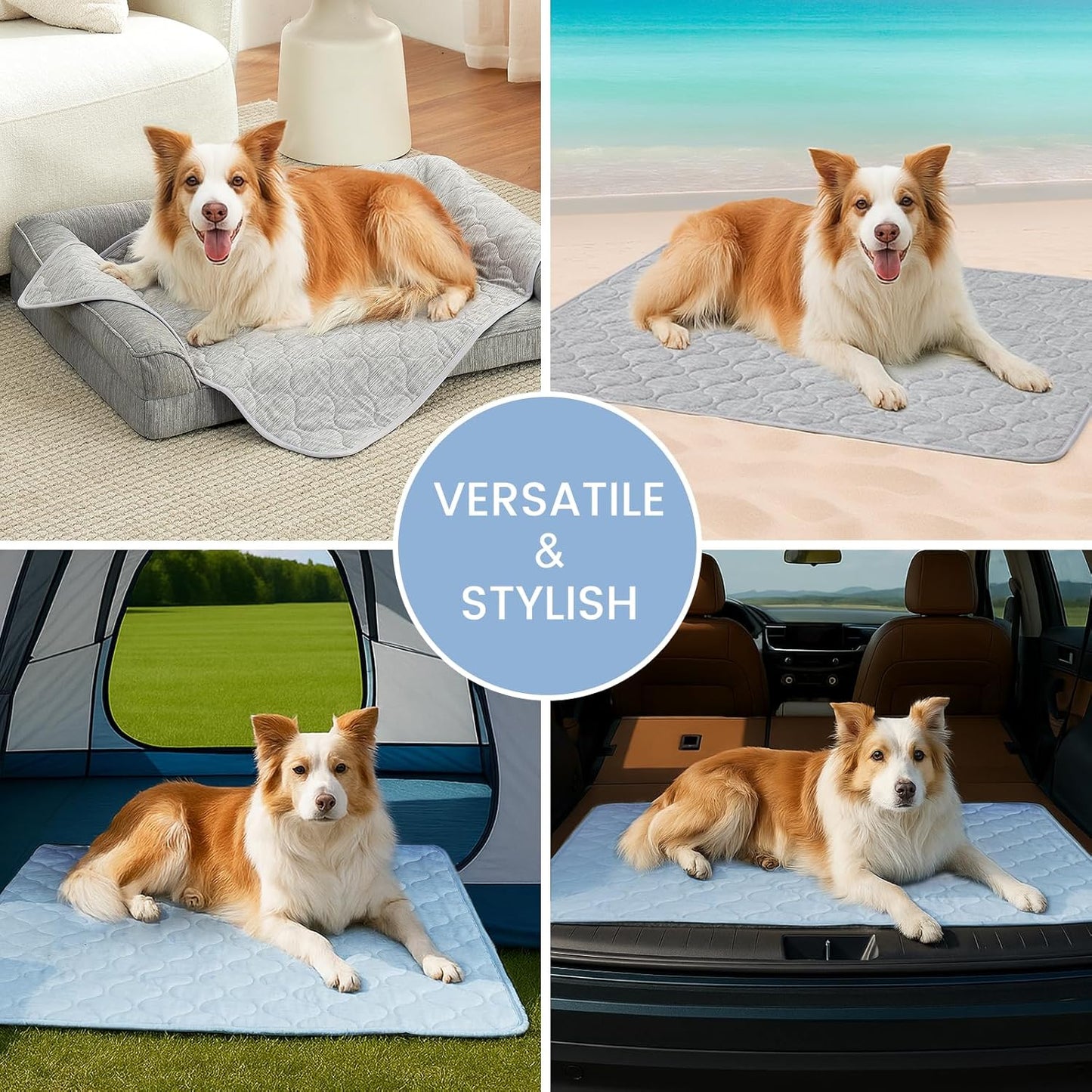 Cozy Bliss Leakproof Cooling Blanket for Medium Dogs – Q-Max>0.4, Durable & Washable Dog Cooling Mat for Hot Weather, Soft Pet Throw & Couch Protector for Dogs & Cats, 30x40 Inch, Heather Cool Blue