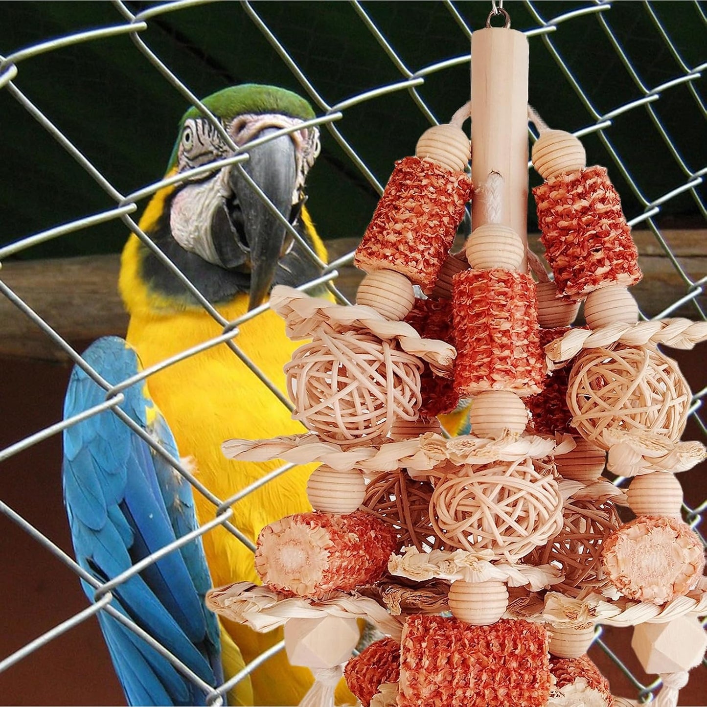Bird Toys, Natural Corn Stick Parrot Toys Hanging in Bird Cages，for Small and Medium-Sized Macaws,African Grey,Cockatoos,Cockatiel,Sun Conure，Amazon Parrots