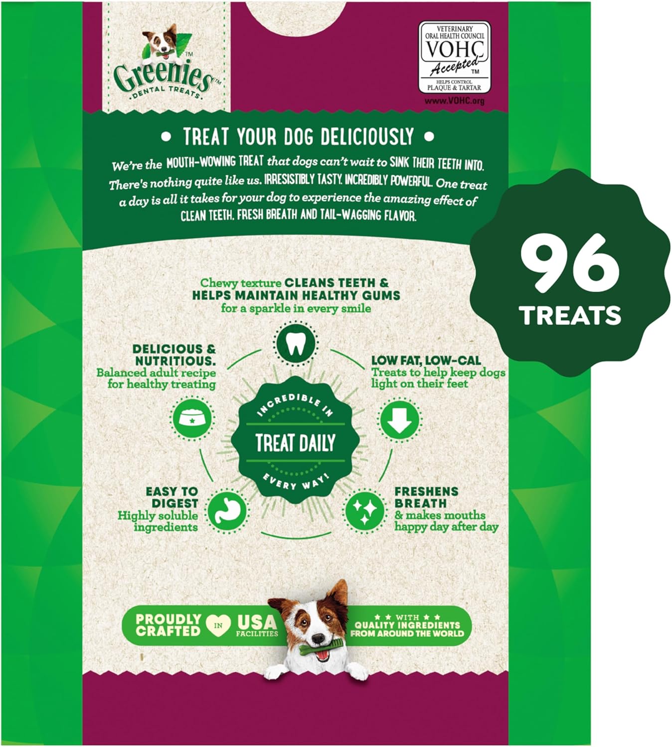 Greenies Weight Management Teenie Dog Dental Chews Weight Control Dog Treats, 27 oz. Pack (96 Treats)
