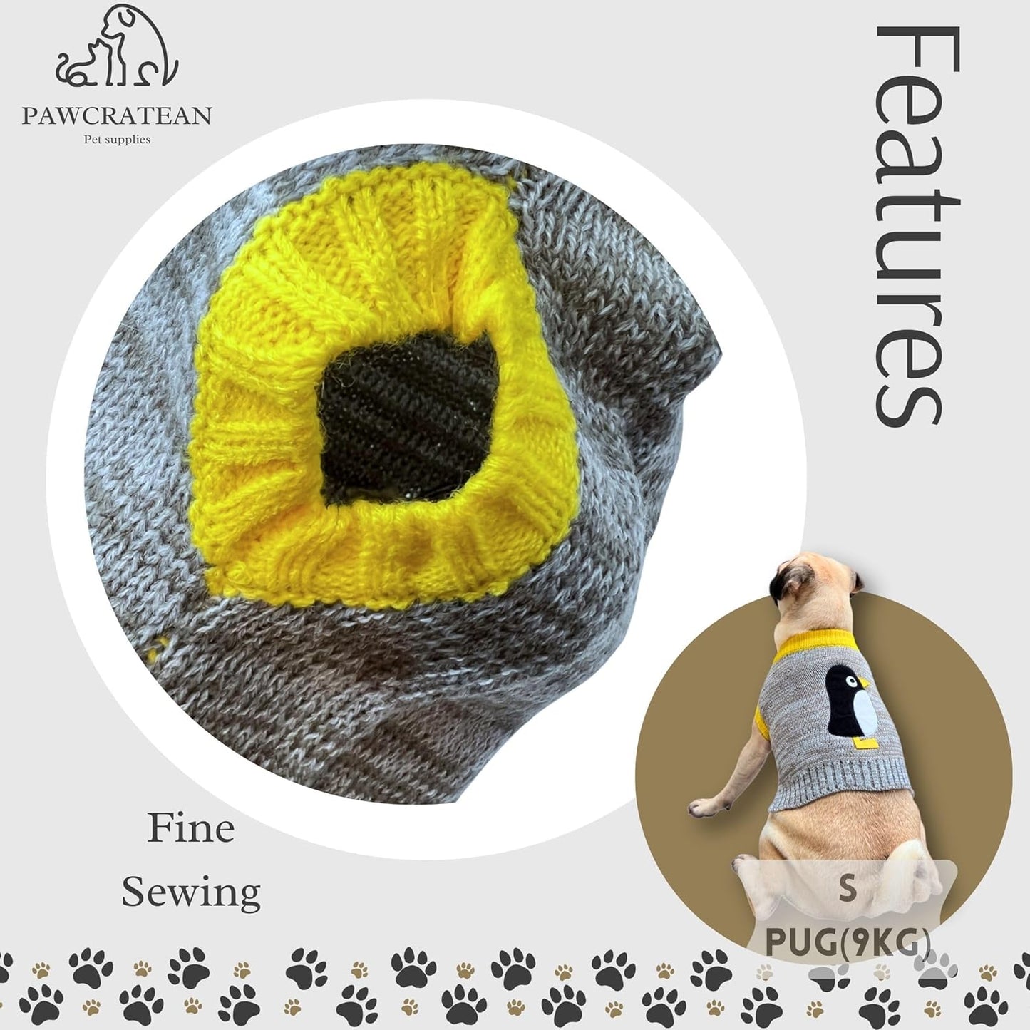 Cute Sweater for Dogs and Cats Soft Flannel Pet Outfit Warm and Cozy Animal Hoodie Small to Large Pet Clothes for Halloween Parties and Everyday Wear (X-Large, Grey Pinguin)