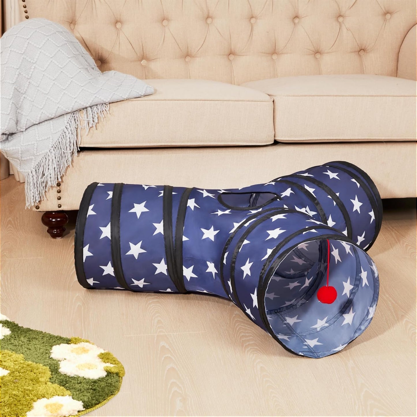 Tempcore 3 Way Collapsible Cat Tunnels, Indoor Cat Toys with Peek Hole & Boredom Breaker Ball for Kittens & Puppies