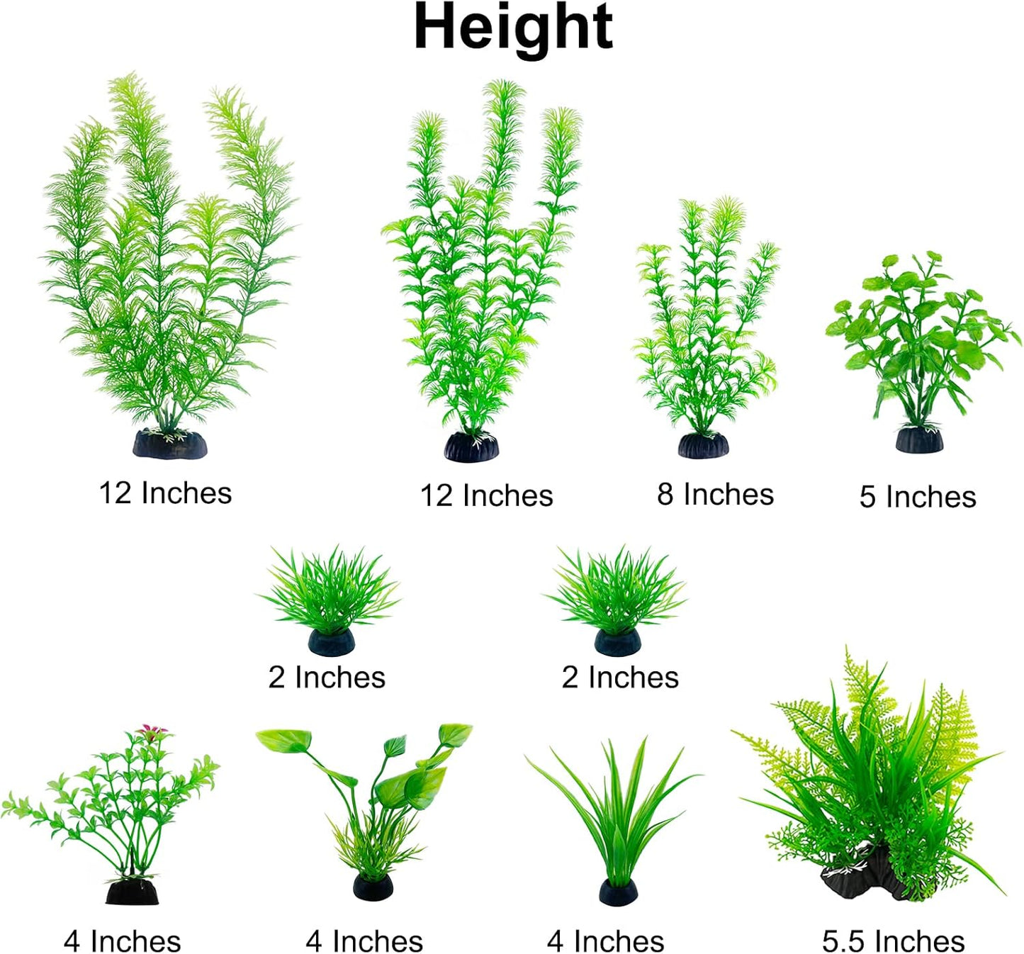 Artificial Aquarium Plants Plastic, Fake Plants for Aquarium Fish Tank, Realistic Plant 10PCS