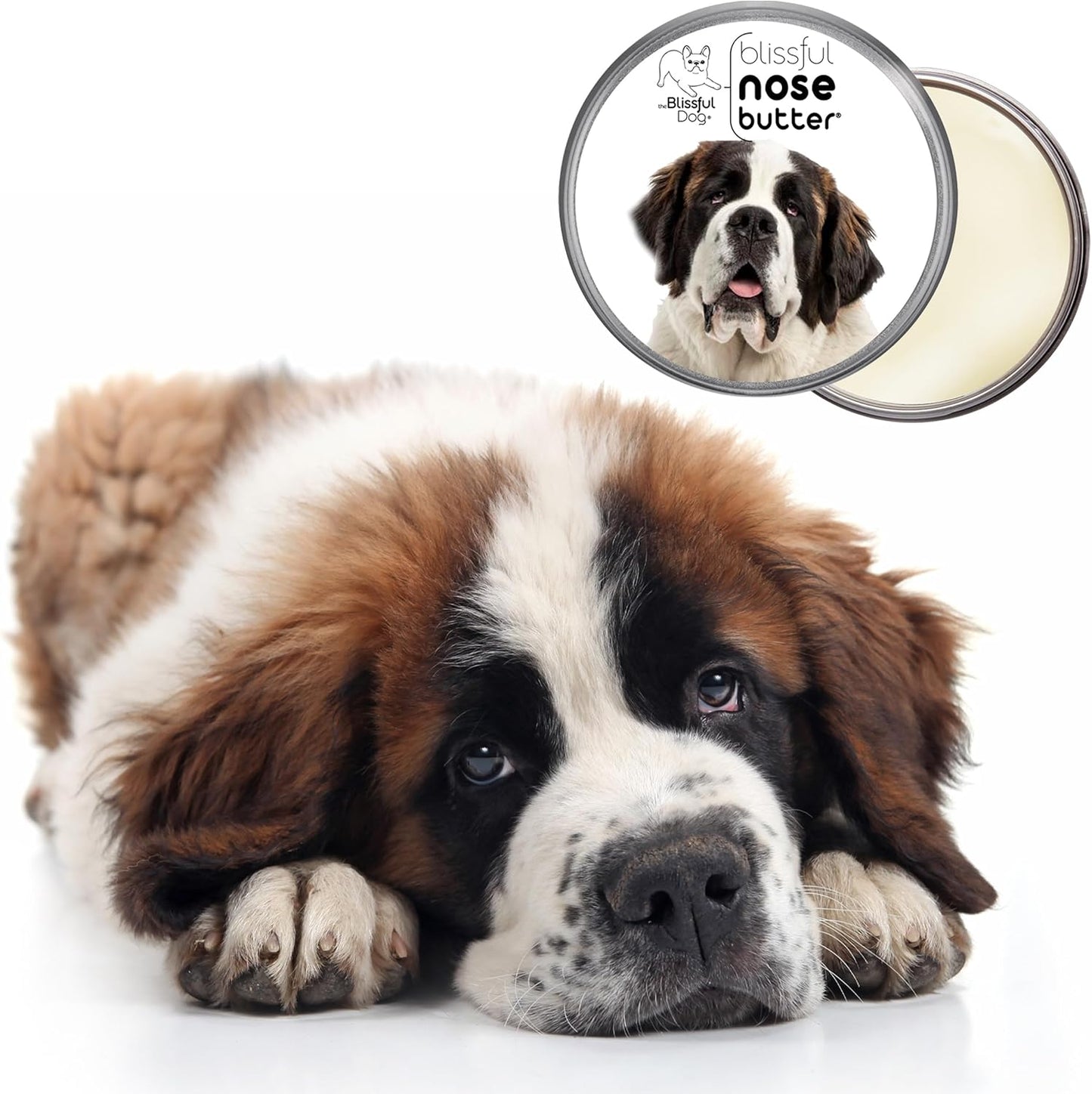 The Blissful Dog St. Bernard Nose Butter, Versatile Dog Nose Balm for Dry Nose, Handcrafted Nose Moisturizer, Easy-to-Apply Dog Essentials, Unscented, 1 oz.