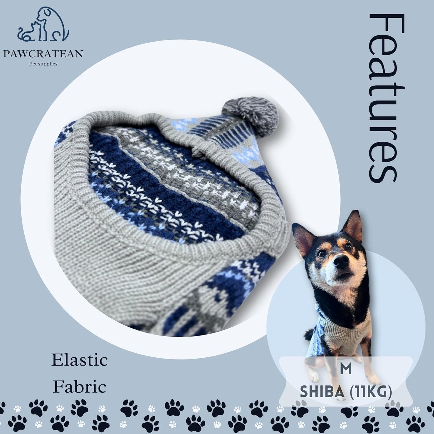 Cute Sweater for Dogs and Cats Soft Flannel Pet Outfit Warm and Cozy Animal Hoodie Small to Large Pet Clothes for Halloween Parties and Everyday Wear (Small, Blue Patten with Hat)