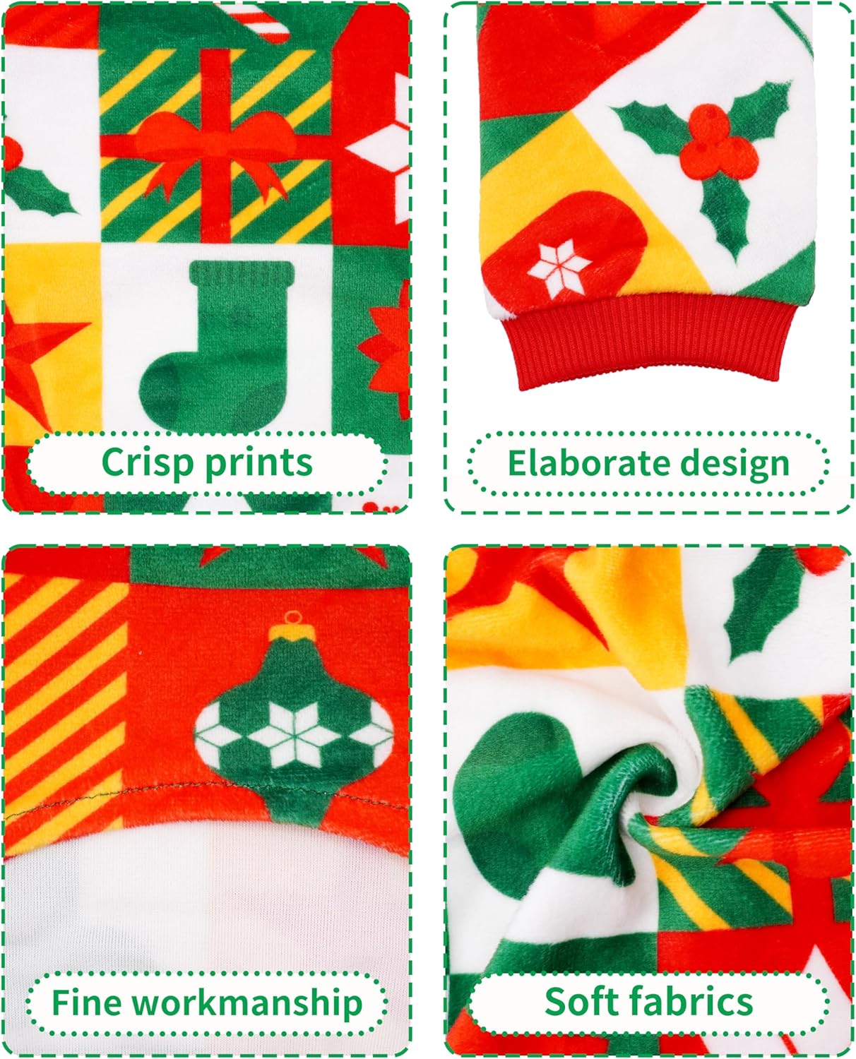 PET SHOW 4 Pack Christmas Small Dog Pajamas Holiday Dog Clothes for Medium Dogs Girl Boy Soft Stretchy PJs Xmas Jumpsuit Puppy Onesies Red Green Outfits with Sleeve Pets Dachshund Costume XL