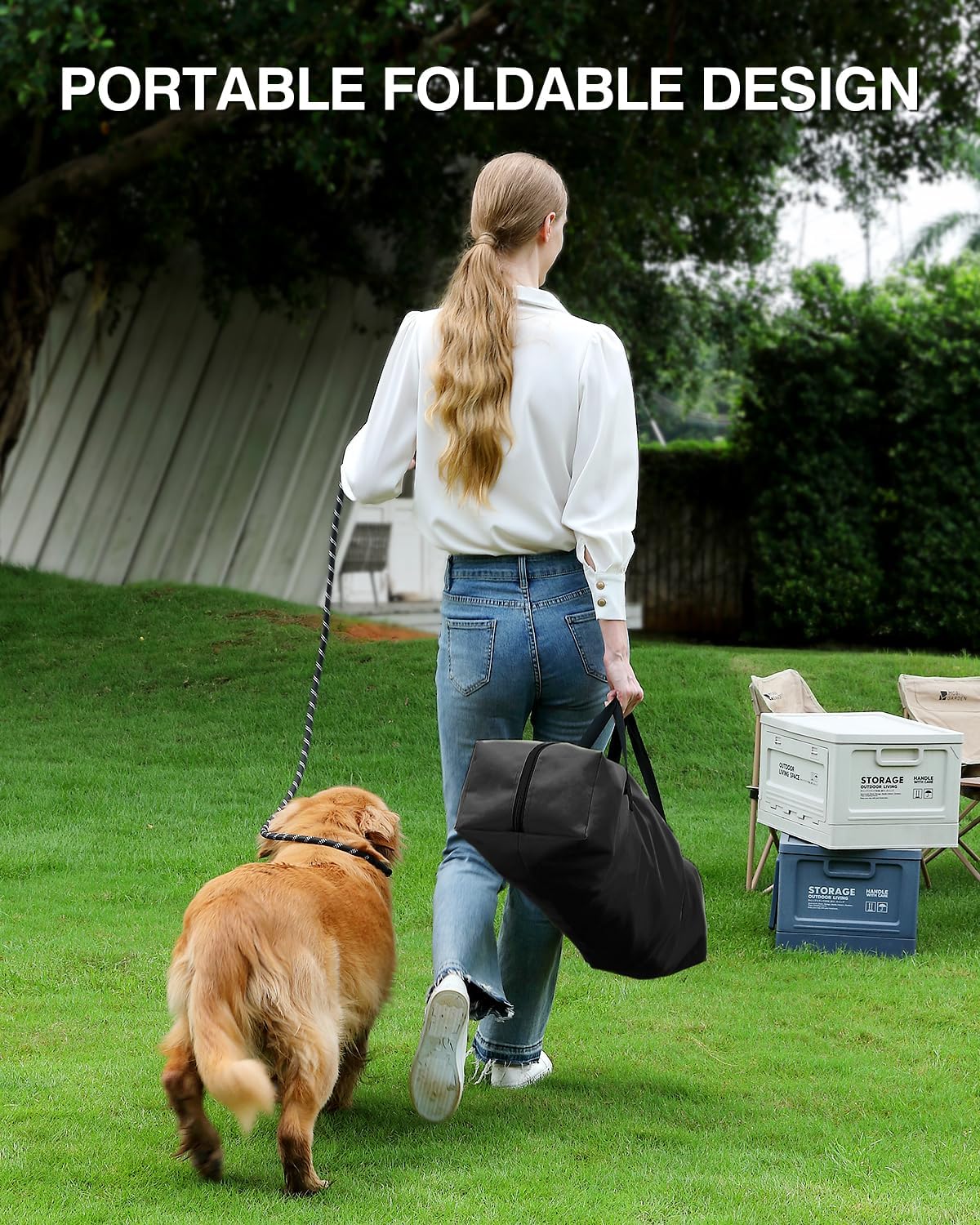 30 Inch Collapsible Travel Dog Crate for Medium Large Dogs, Portable Dog Crate 4-Door Foldable Soft Kennel with Durable Mesh Windows for Indoor & Outdoor Travel, with Storage Bag,Black