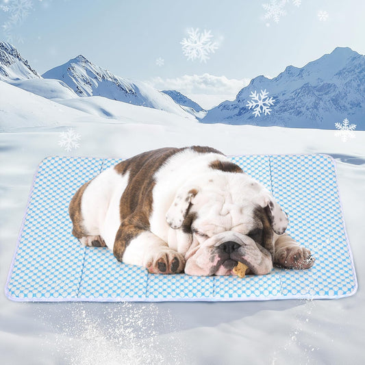 Dog Cooling Mat for Medium Dogs - 30x20 Orthopedic Memory Foam Pet Pad for Summer, QMAX>0.5, Washable Premium Comfort Crate Pad for Your Furry Companion, Blue