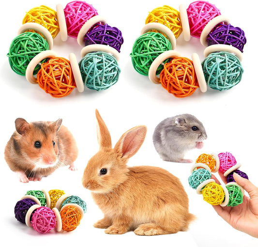2 Pcs Natural Grass Chew Balls for Rabbits, Chinchillas, Hamsters & Mice - Safe Dental Health Toys for Teeth Grinding, Chewing & Dental Care, Small Animal Enrichment Chew Toys