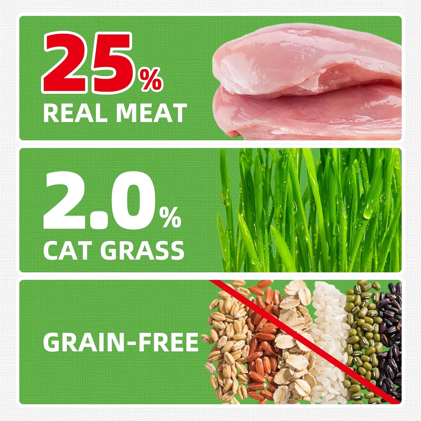 Just Try 16 OZ Cat Grass Jerky Treats for Indoor Cats Natural Chicken Healthy Cat Snacks Training Biscuits Hairball Control & Digestive Aid for Cats