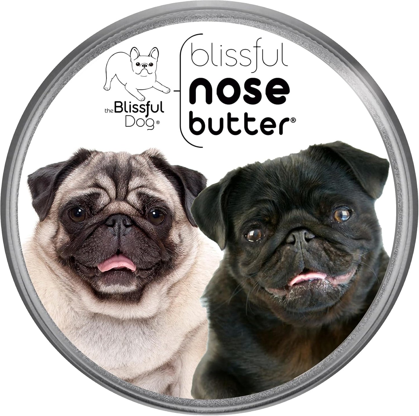 The Blissful Dog Pug Duo Unscented Nose Butter - Dog Nose Butter, 4 Ounce