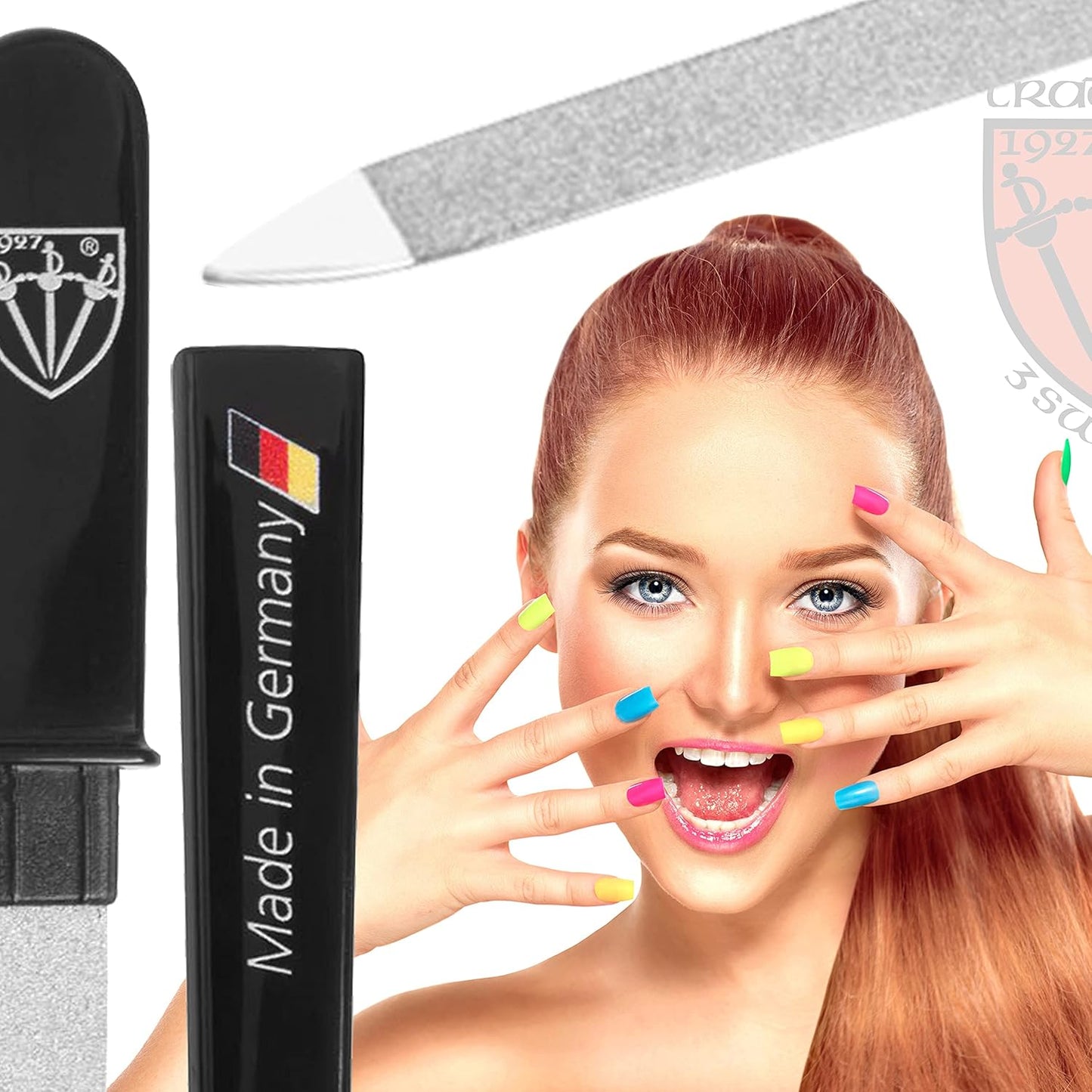 3 Swords Germany - Brand Quality Double Sided (fine & coarse) Sapphire Metal Pocket Nail File (1 Piece), Made in Solingen Germany