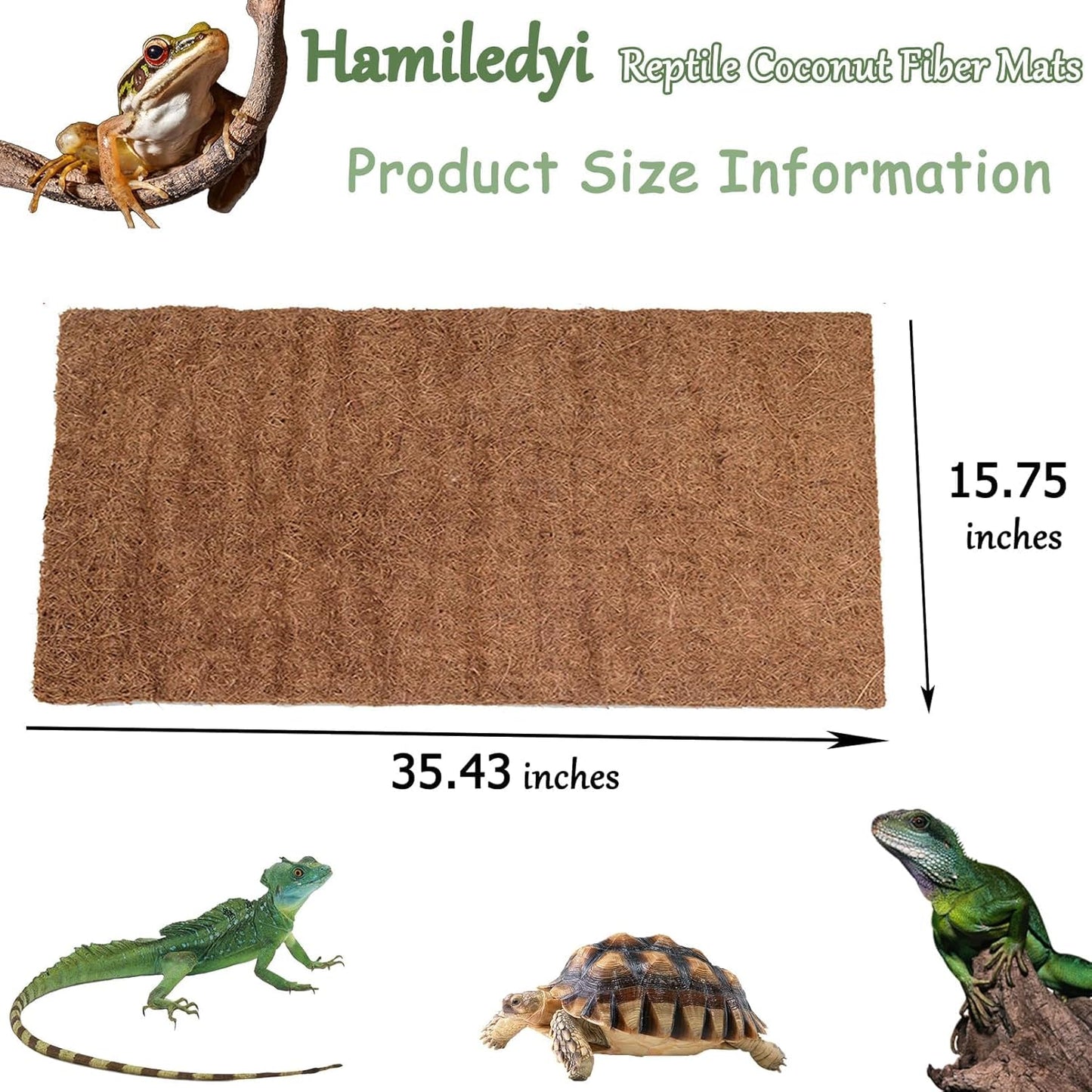 Hamiledyi Reptile Carpet Natural Coconut Fiber Tortoise Carpet Mats for Pet Terrarium Liner Reptile Supplies for Lizard Snake Chameleon Turtle Bedding Bunny Rabbit Mat (4 x Sheets)