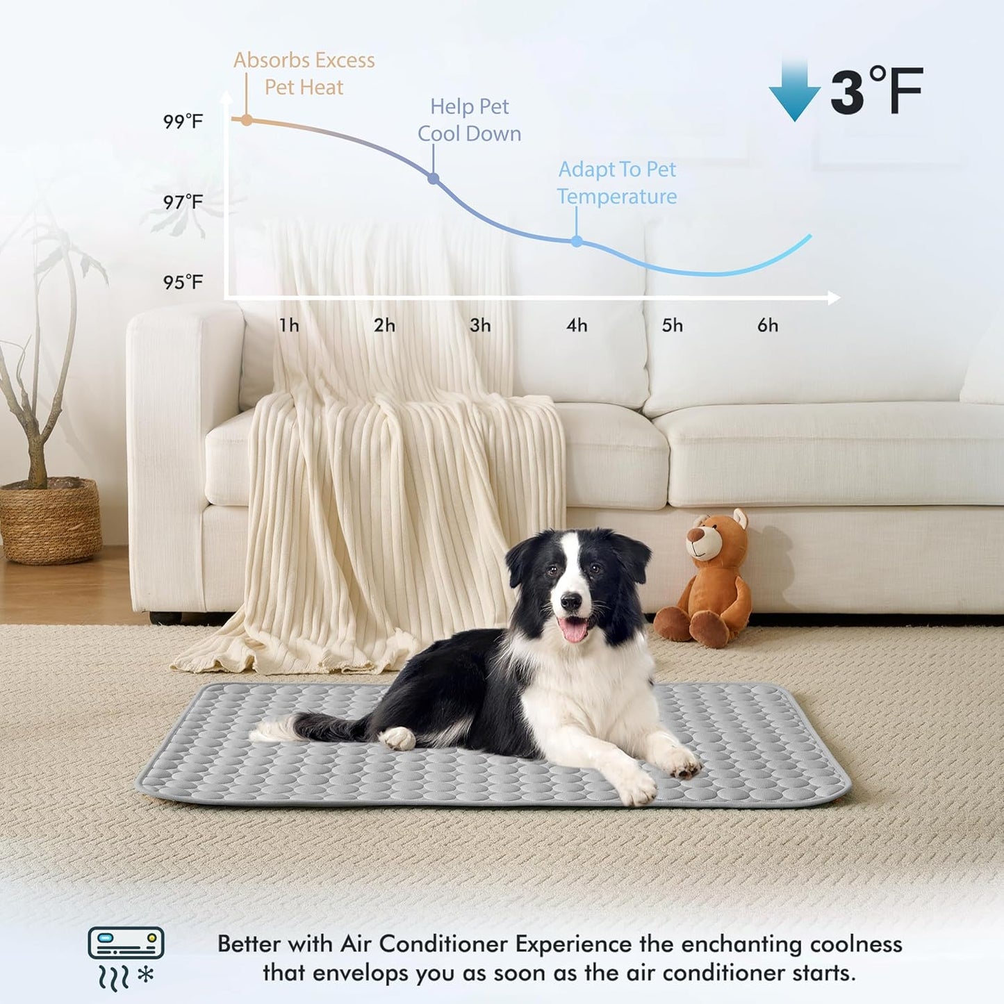 MICROCOSMOS Summer Cooling Mat & Sleeping Pad- Water Absorption Top, Easy Carry, EZ Clean, Materials Safe. Keep Cooling for Pets, Kids and Adults.(Grey, 28" x 22") Gray