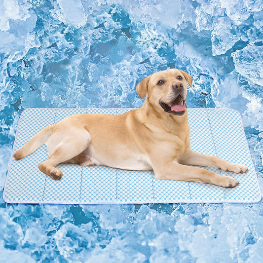Dog Cooling Mat for Large Dogs - 41x27 Orthopedic Memory Foam Pet Pad for Summer, QMAX>0.5, Washable Premium Comfort Crate Pad for Your Furry Companion, Blue