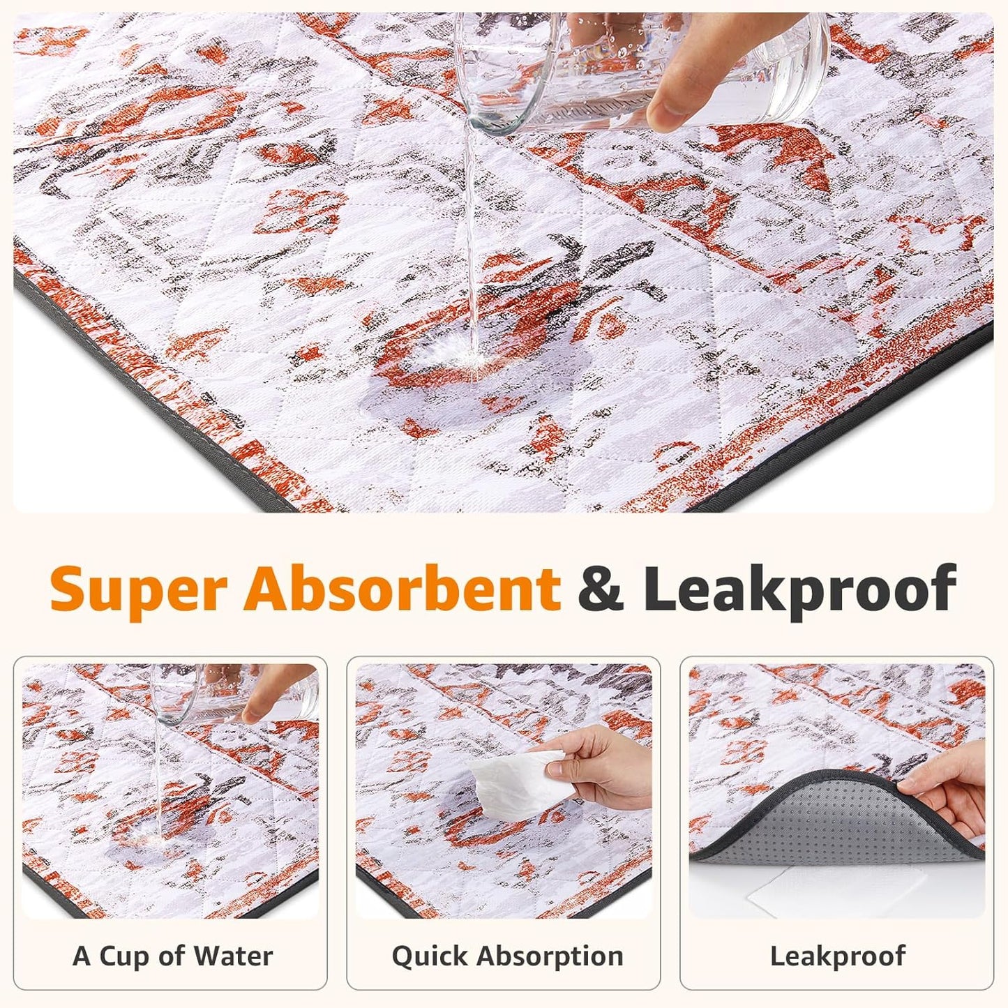 LOOBANI Reusable Pee Pads for Dogs, 1 Pack Super Absorbent Washable Puppy Pee Pads, Waterproof Non-Slip Whelping Pad for Floor Playpen Crate Couch-65 x48 (Red-Orange)