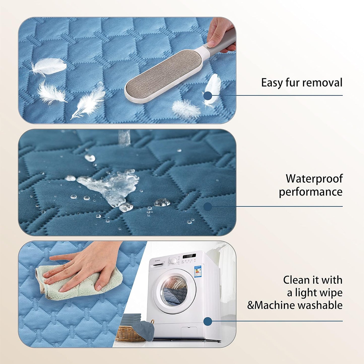 gogobunny 100% Double-Sided Waterproof Dog Bed Cover Pet Blanket Sofa Couch Furniture Protector for Puppy Large Dog Cat, Reversible (40x50 Inch (Pack of 1), Dark Blue/Light Blue)