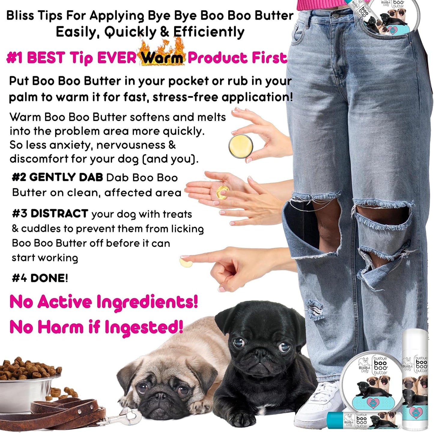 The Blissful Dog .50 oz Tube Pug Booboo Butter