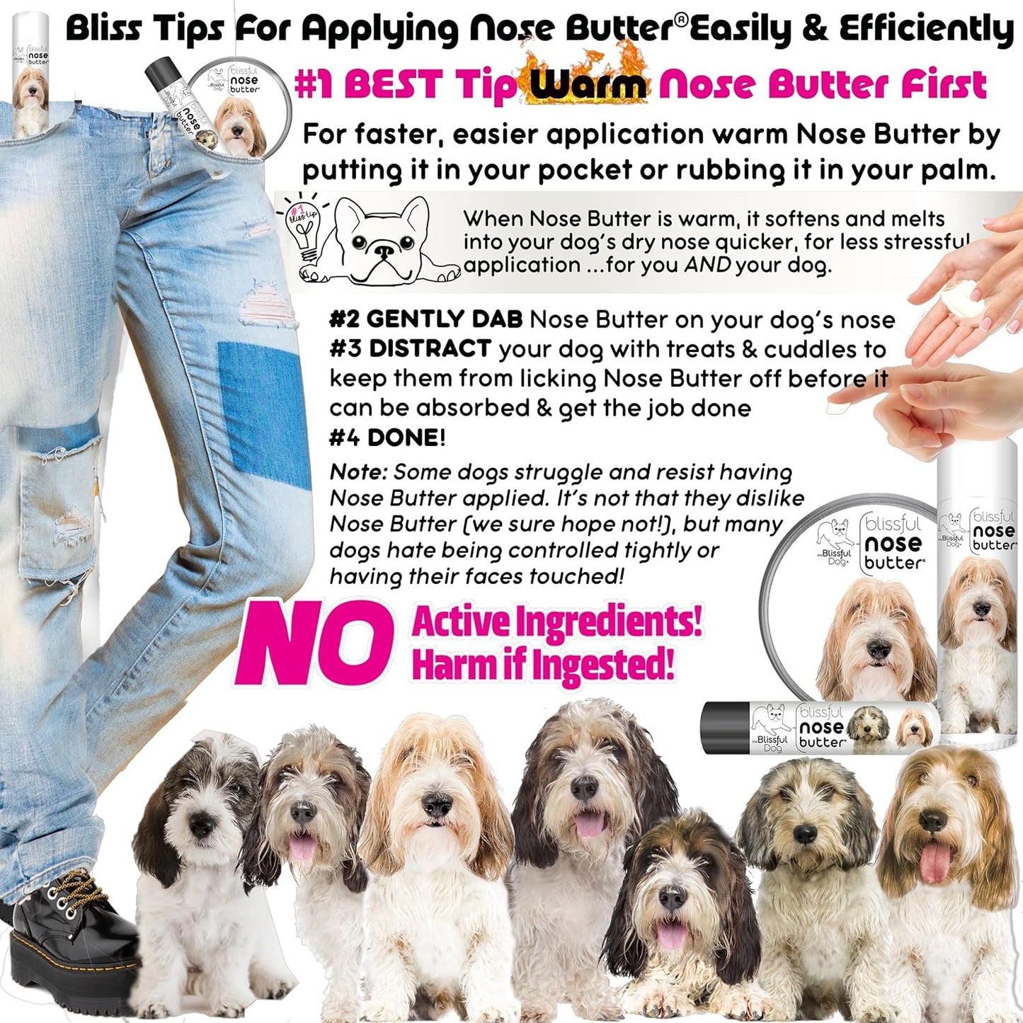 The Blissful Dog Petit Basset Griffon Unscented Nose Butter - Dog Nose Butter, 0.15 Ounce