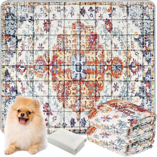 Washable Thickened Pee Pads for Dogs, 2 Pack (36"x42") Upgrade Reusable Puppy Pads with Non-Slip Rug, Super Absorbent Leakproof Puppy Training & Whelping Pads for Dogs, Doggie