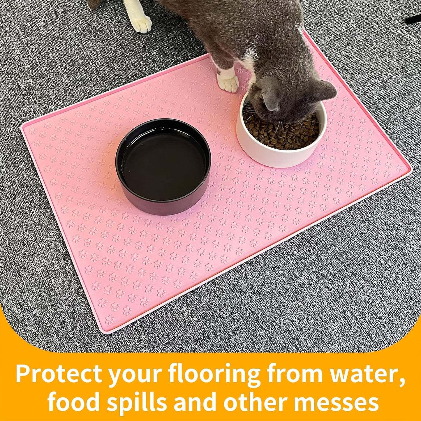 Ptlom Pet Placemat for Dog and Cat, Mat for Prevent Food and Water Overflow, Suitable for Small, Medium and Big Pet 18" 12", Pink