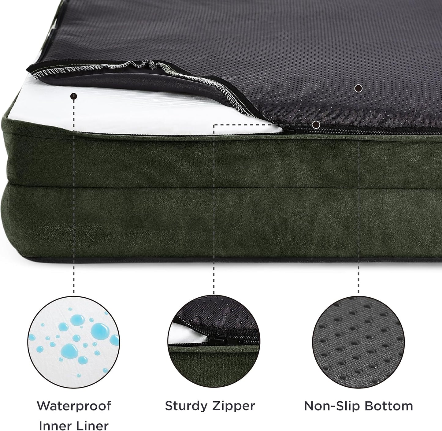 Bedsure XL Orthopedic Dog Bed for Extra Large Dogs - Waterproof XLarge Dog Cat Bed, Comfort Dogs Couch Sofa with Washable Removable Cover, Pet Bed with Nonskid Bottom, Boreal Canopy Green, 42"