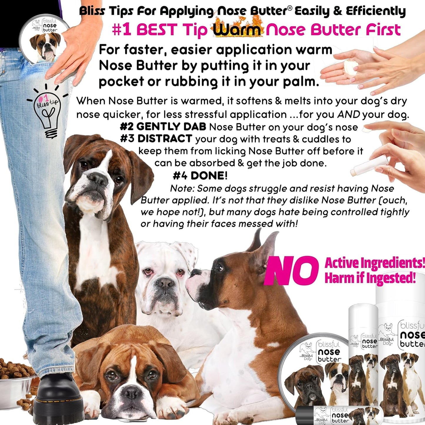 The Blissful Dog Fawn Boxer Unscented Nose Butter - Dog Nose Butter, 2 Ounce