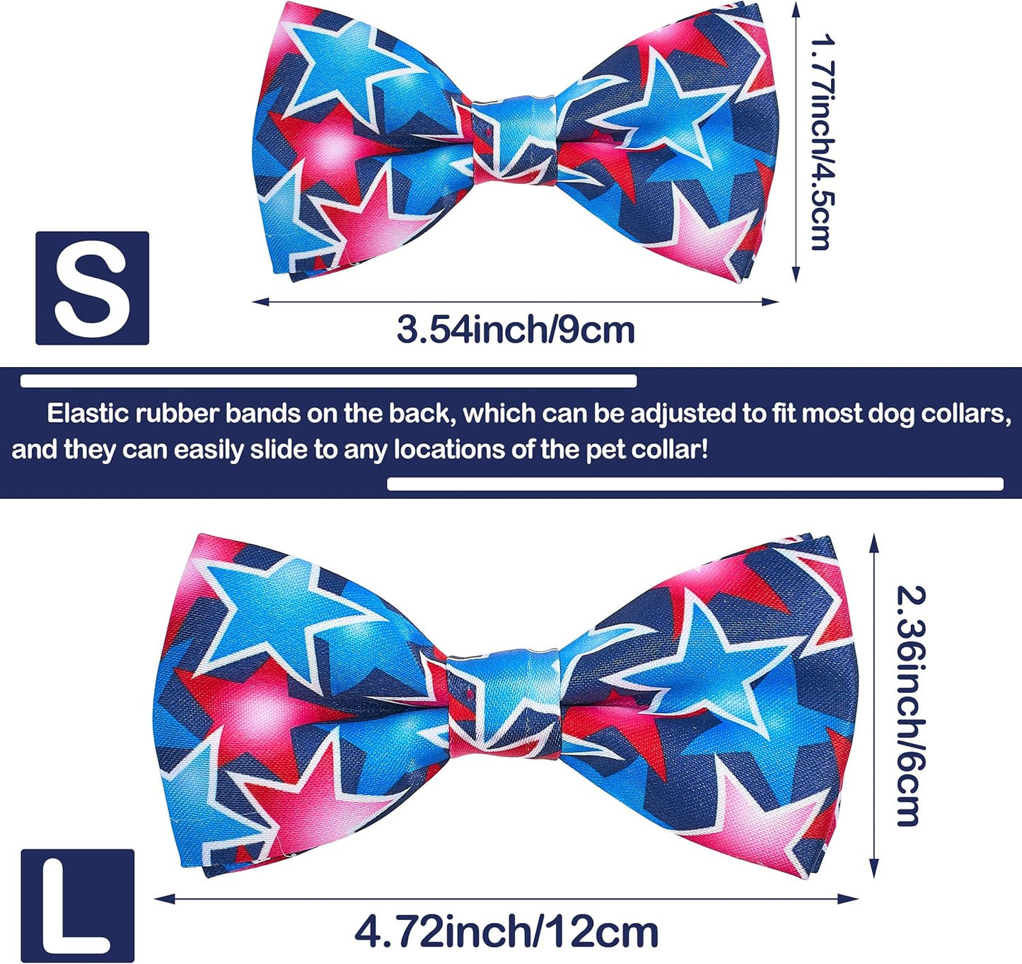 PET SHOW 10 Pack 4th of July Dog Bow Ties Sliding Collar Attachments Puppies Cats Patriotic Bowties for Medium Large Dogs US Flag Bowknots Pet Grooming Accessories for Independence Day