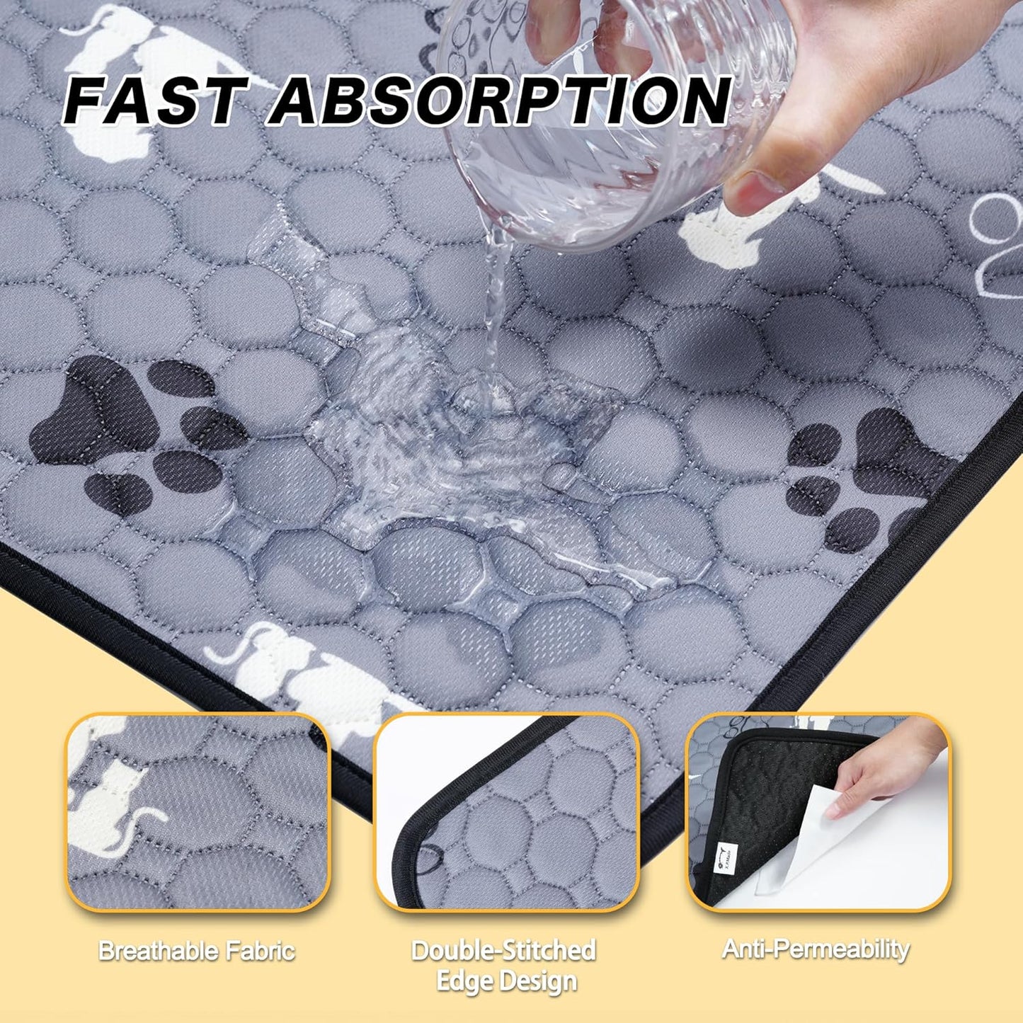 Washable Pee Pads for Dogs 72"x72", Extra Large Reusable Puppy Pads, Waterproof Pet Pee Pads for Dog Potty Training, Extra Large Dog Pee Pads for Crate, Playpen, and Whelping, Durable and Absorbent