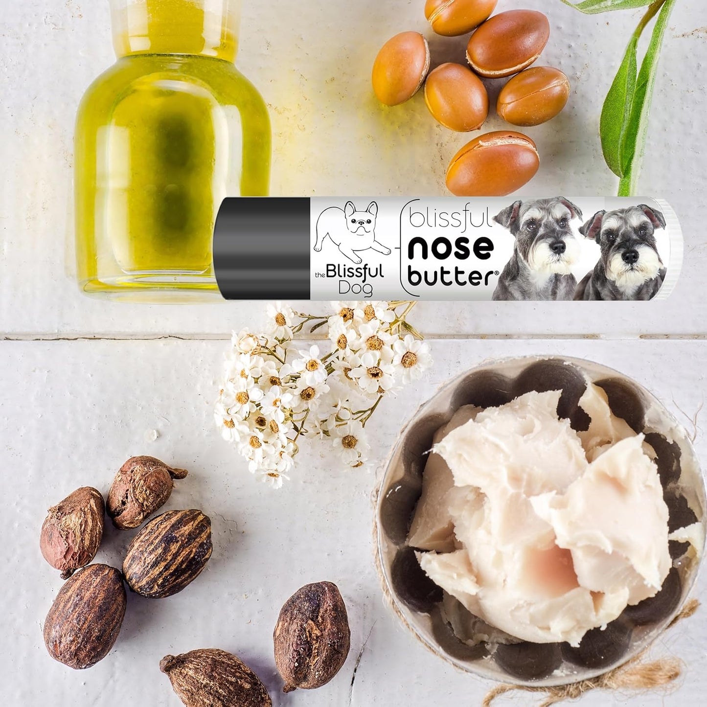 The Blissful Dog Schnauzer Nose Butter for Dry, Cracked Skin, Lick-Safe Dog Nose Balm with Moisturizing Shea Butter, Almond, Olive, and Essential Oils, Pet Supplies, Uncented, 0.15 oz.