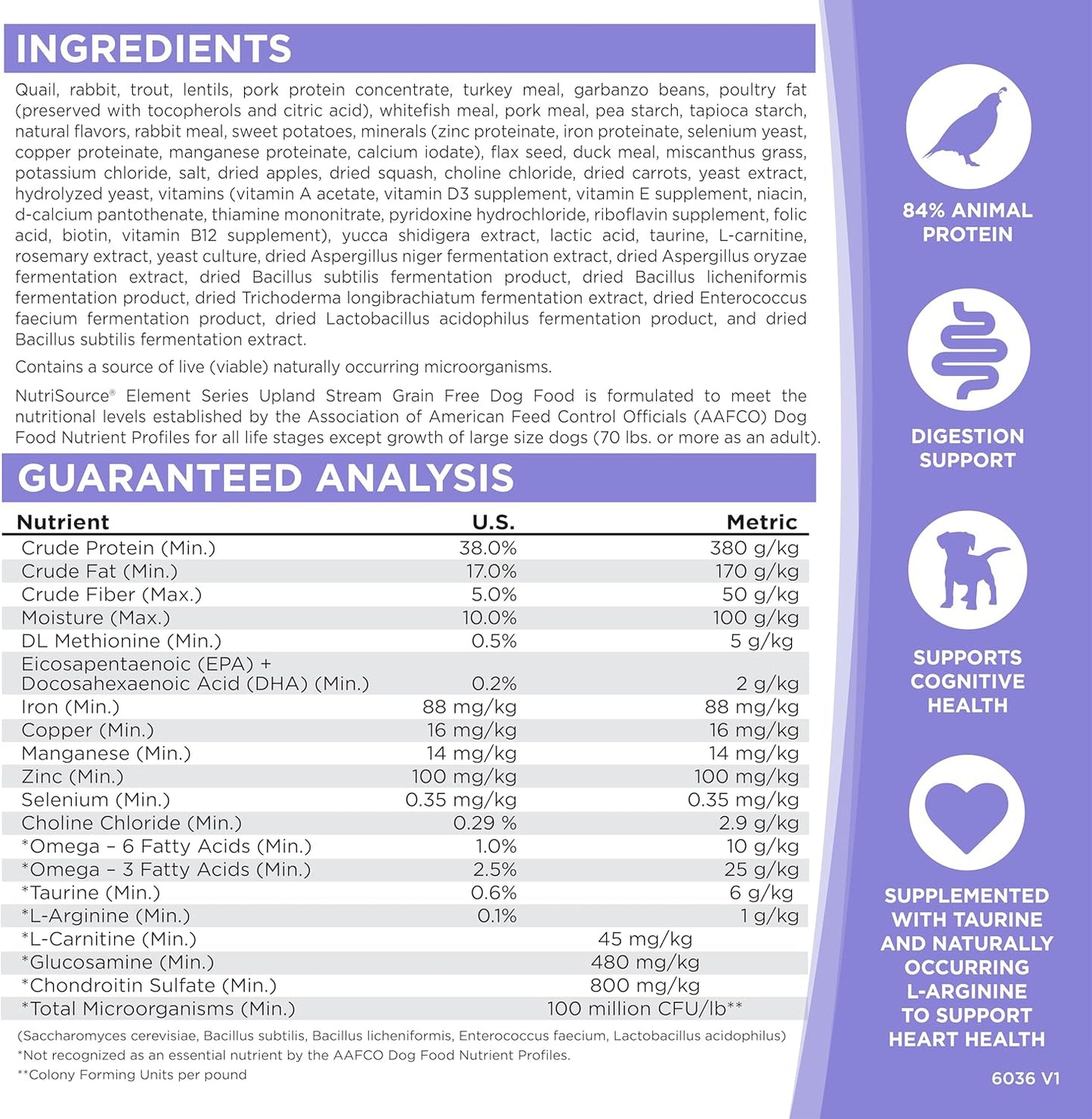 NutriSource Element Series Upland Stream Dry Dog Food, Quail, Rabbit & Trout, 12LB