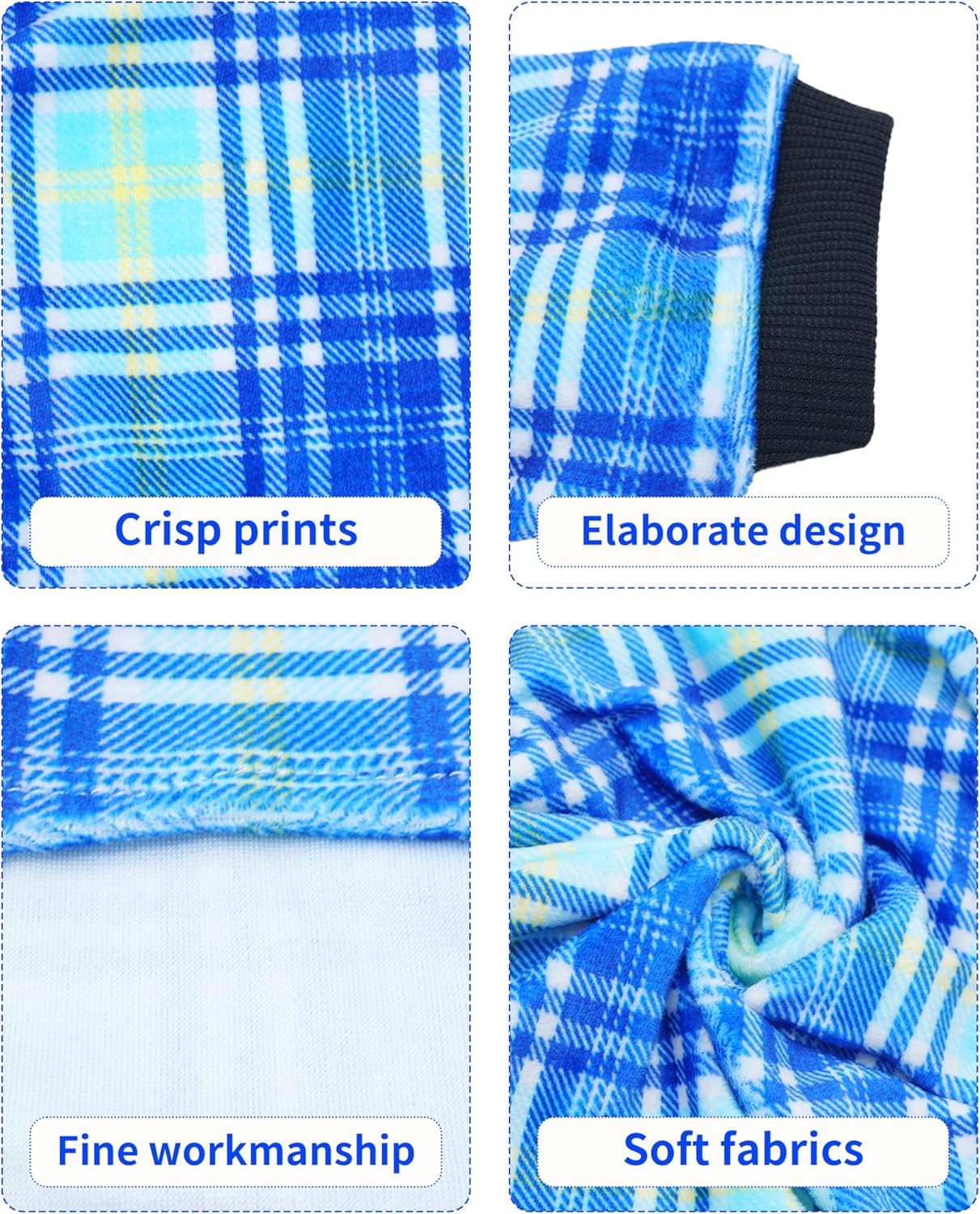 PET SHOW 4 Pack Small Dog Pajamas Cute Dinosaur Monster Clothes for Medium Dogs Soft Stretchy PJs Plaid Jumpsuit Puppy Cats Tie Dye Onesies Outfits with Sleeve Pets Dachshund Costume(M, Blue for Boys)