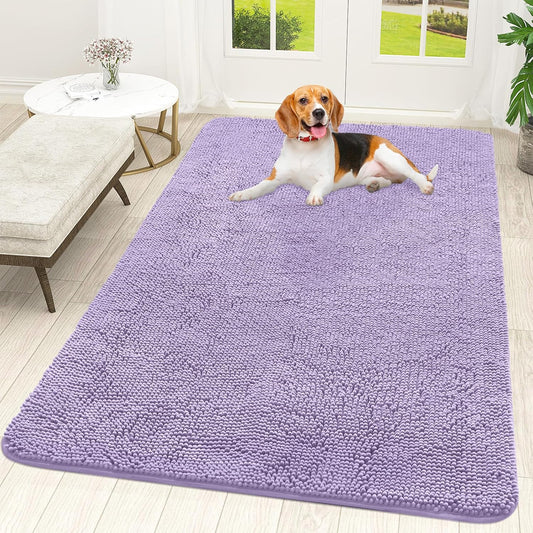 OLANLY Dog Door Mat for Muddy Paws 70x46, Absorbs Moisture and Dirt, Absorbent Non-Slip Washable Doormat, Quick Dry Chenille Mud Mat for Dogs, Entry Indoor Entryway Carpet for Inside Floor, Lavender