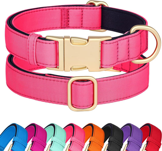 Didog Soft Padded Dog Collars for Small Dogs, Colorful and Durable Dog Collar with Quick Release Buckle, Light and Breathable for Daily Walking, Pink, S