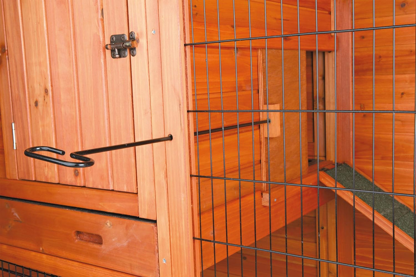 TRIXIE Pet Products Rabbit Hutch with Gabled Roof, 76.25 x 31.5 x 59.75 inches