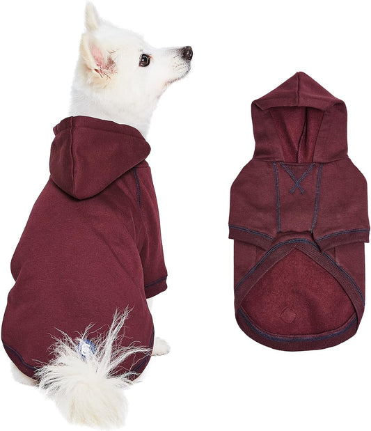 Blueberry Pet Essentials Hoodie – 26″ Cotton‑Blend Sweatshirt with Hood, Burgundy Red, Machine‑Washable Dog Jersey