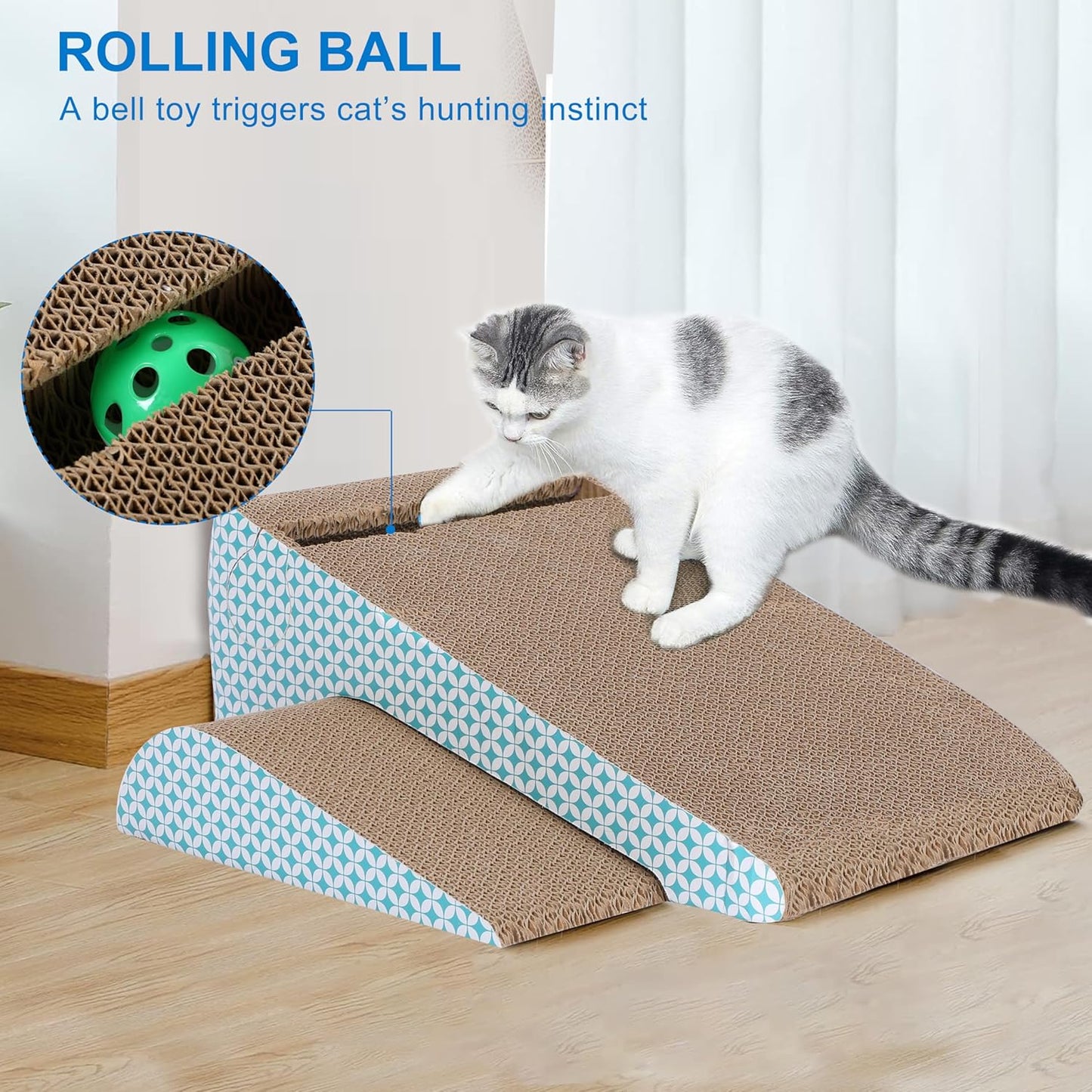 Slope Cut Ball Cat Scraper Combination - Durable Cat Leisure Bed - Indoor Scraper and Play House - Corrugated Toy Cat Birthday - 17.1L*7.4W*6.5H