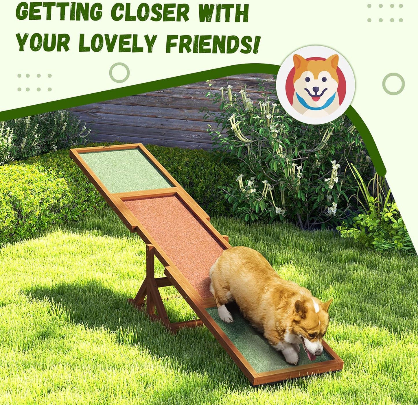 PawHut Wooden Dog Agility Seesaw for Training and Exercise, Platform Equipment Run Game Toy, Weather Resistant Pet Supplies, 83" L x 16" W x 14" H, Orange