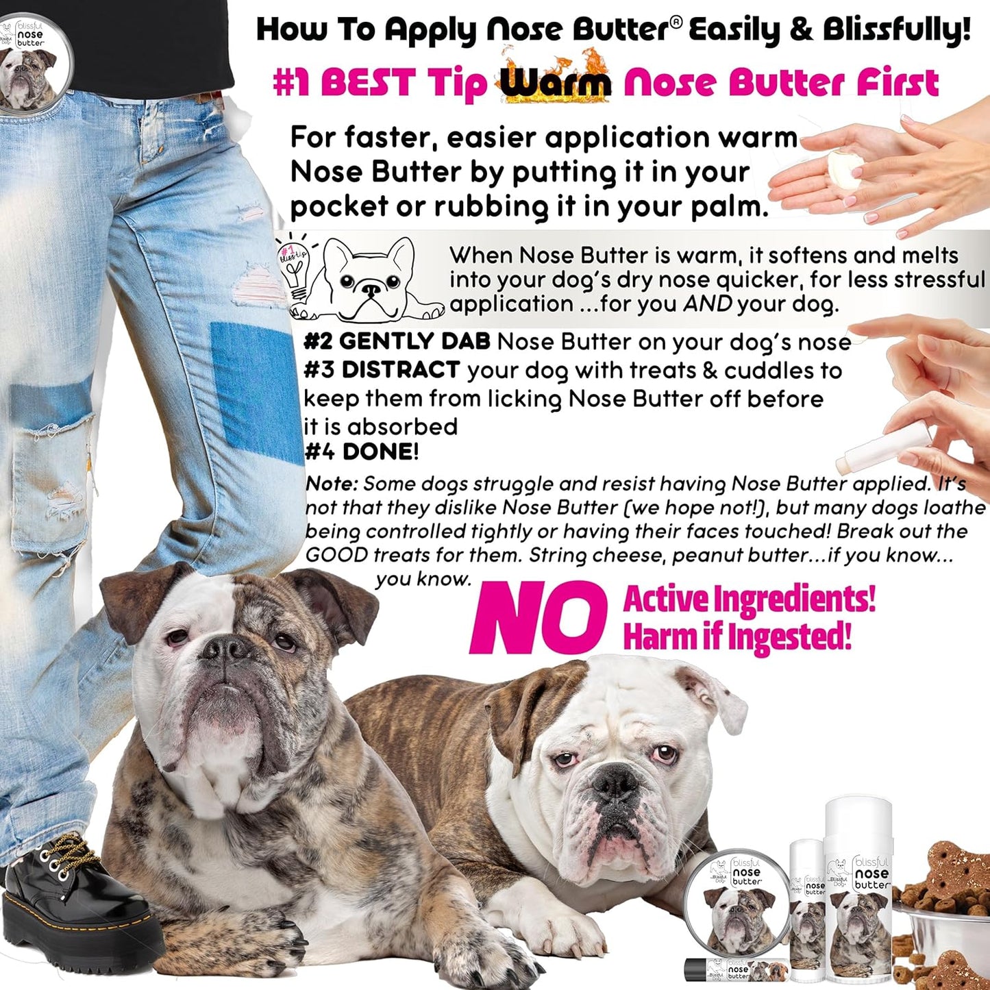 The Blissful Dog Olde English Bulldogge Unscented Nose Butter - Dog Nose Butter, 2 Ounce