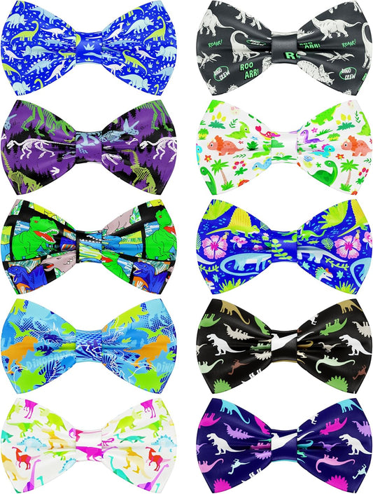 PET SHOW 10 Pack Dinosaur Small Dog Bow Ties Sliding Collar Attachments Puppy Cats Bowties for Medium Dogs Bowknots Holiday Party Pet Grooming Accessories(Small)