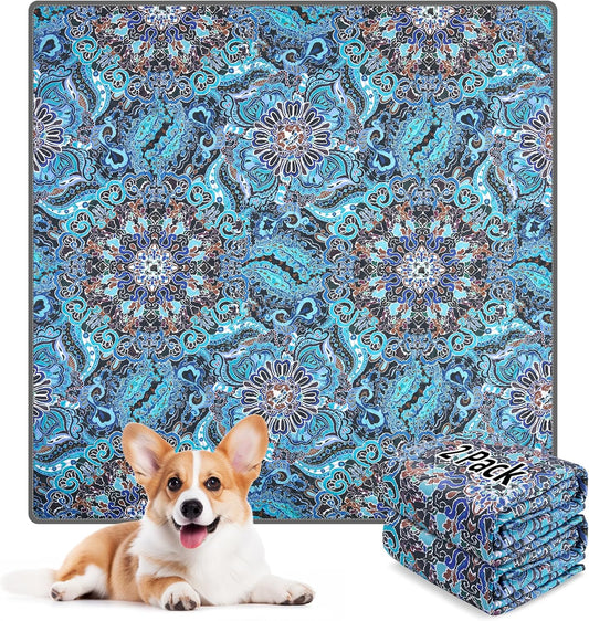 LOOBANI Washable Pee Pads for Dogs, 2 Pack Super Absorbent Reusable Puppy Pads Leakproof Dog Traning Pads, Waterproof Non-Slip Whelping Pad for Floor, Playpen, Crate, Couch-48 x48 (Green)