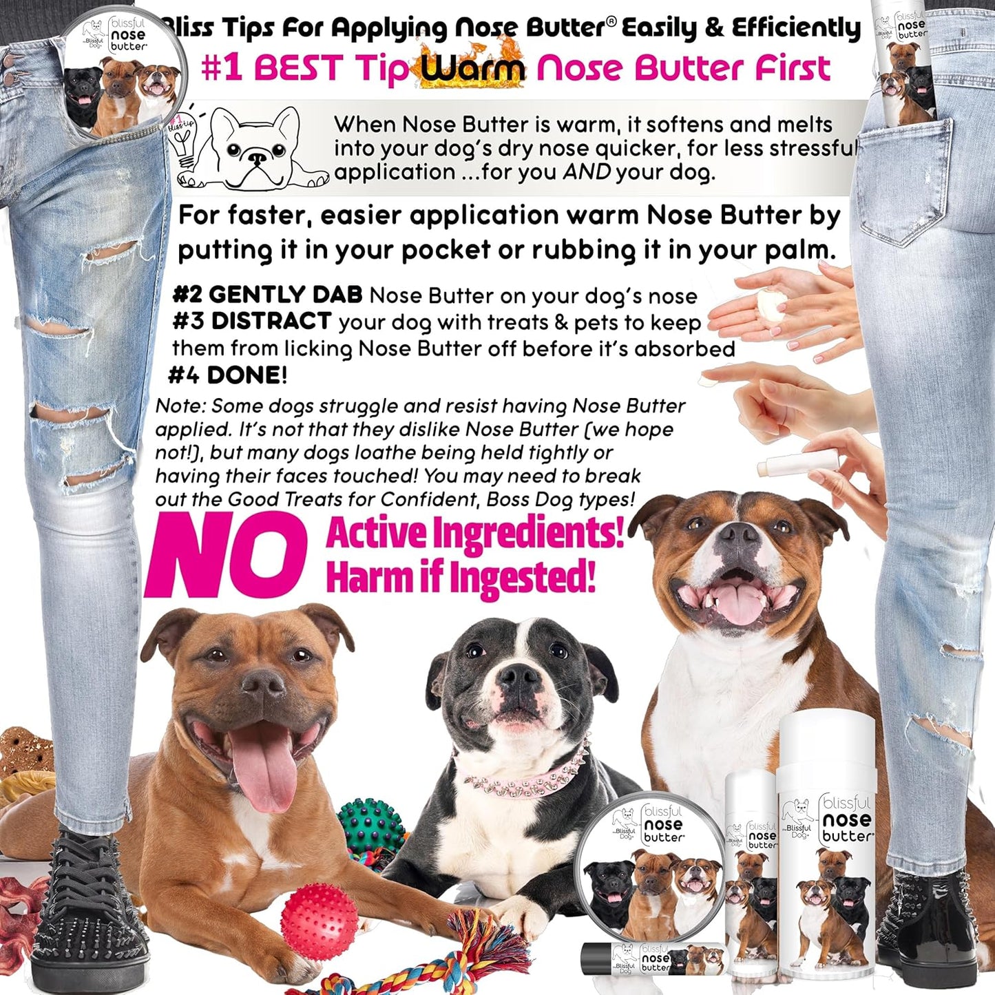 The Blissful Dog Staffordshire Pitbul Terrier Unscented Nose Butter, 16oz