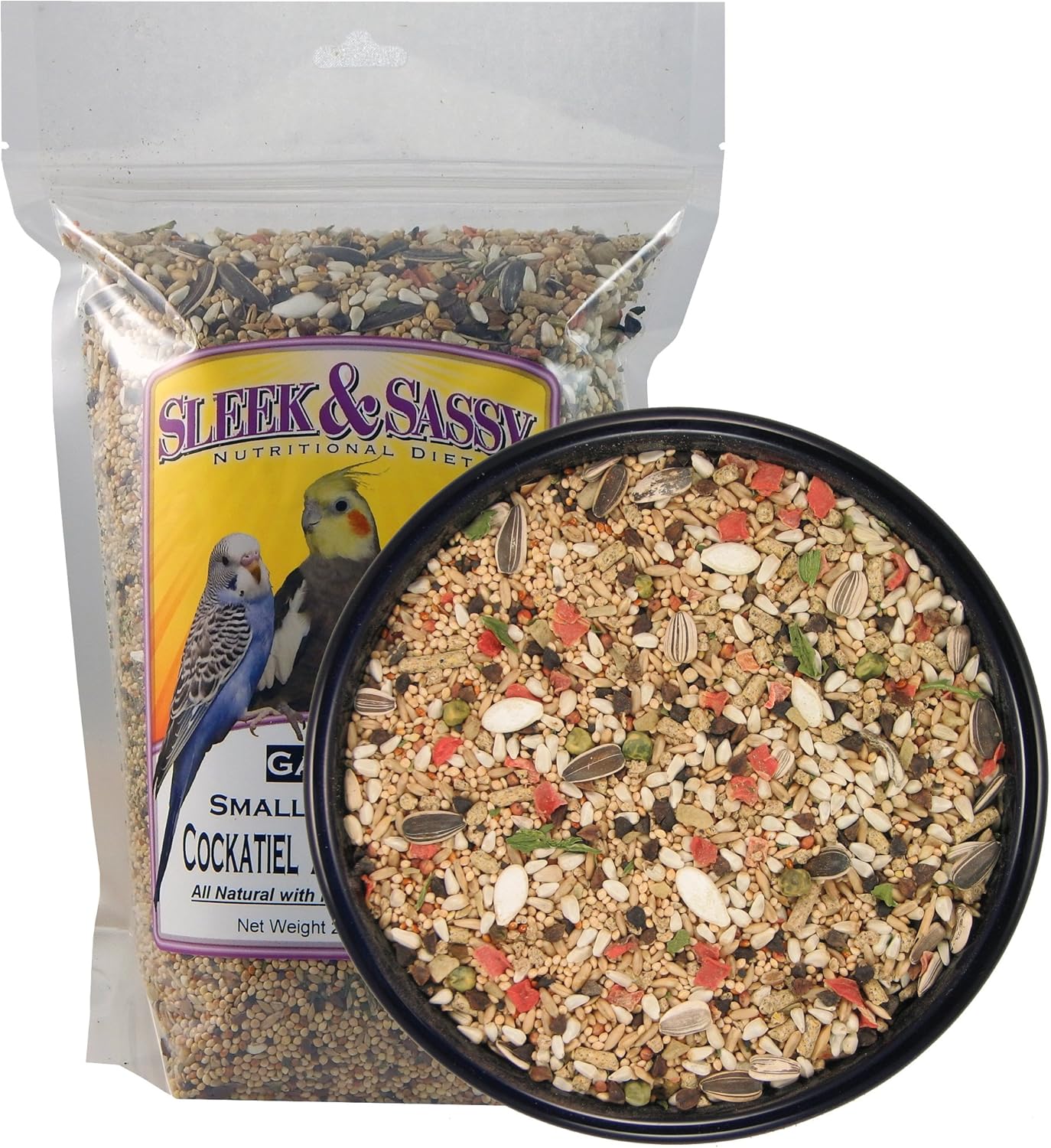 SLEEK & SASSY Garden Small Hookbill Bird Food for Cockatiels, Lovebirds, Quaker Parrots & Small Conures (2 lbs.)